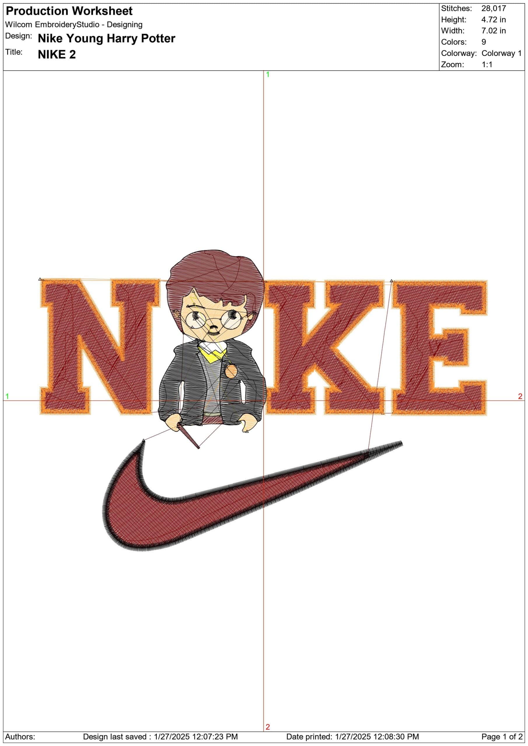 Nike Swoosh Young Harry Potter - Harry Potter embroidery design file - instant download — view 3
