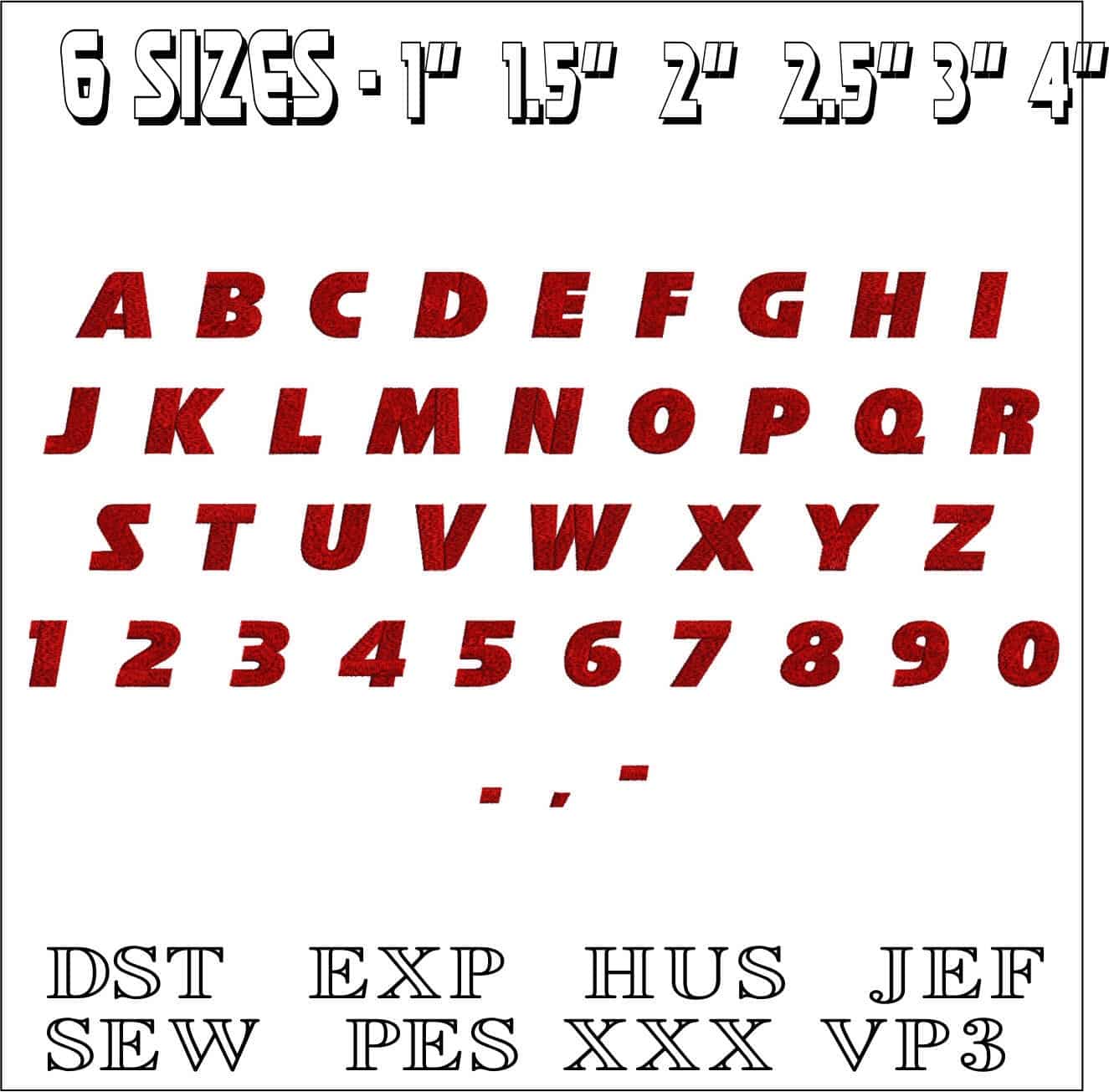 Kansas City Chiefs Embroidery Font Set - 1" 1.5" 2" 2.5" 3" and 4" - Machine Embroidery Alphabet Font - instant download — view 3