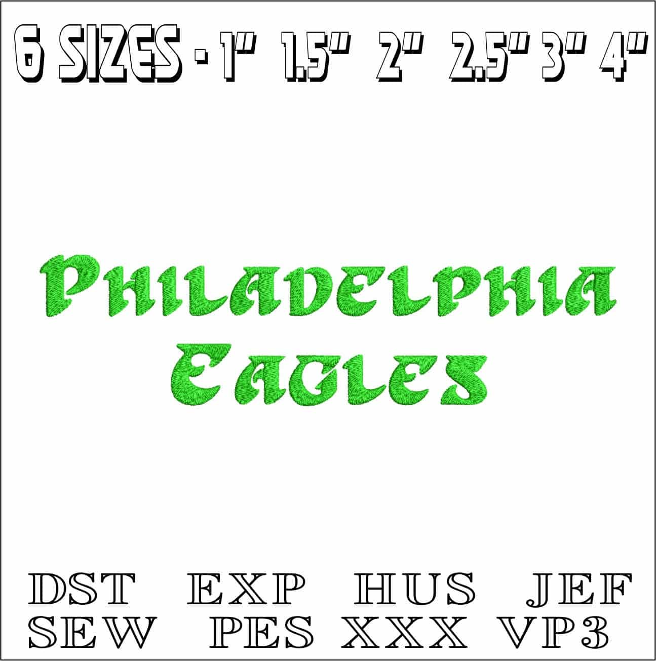 Philadelphia Eagles Embroidery Font Set - 1" 1.5" 2" 2.5" 3" and 4" - Machine Embroidery Alphabet Font - instant download — view 2