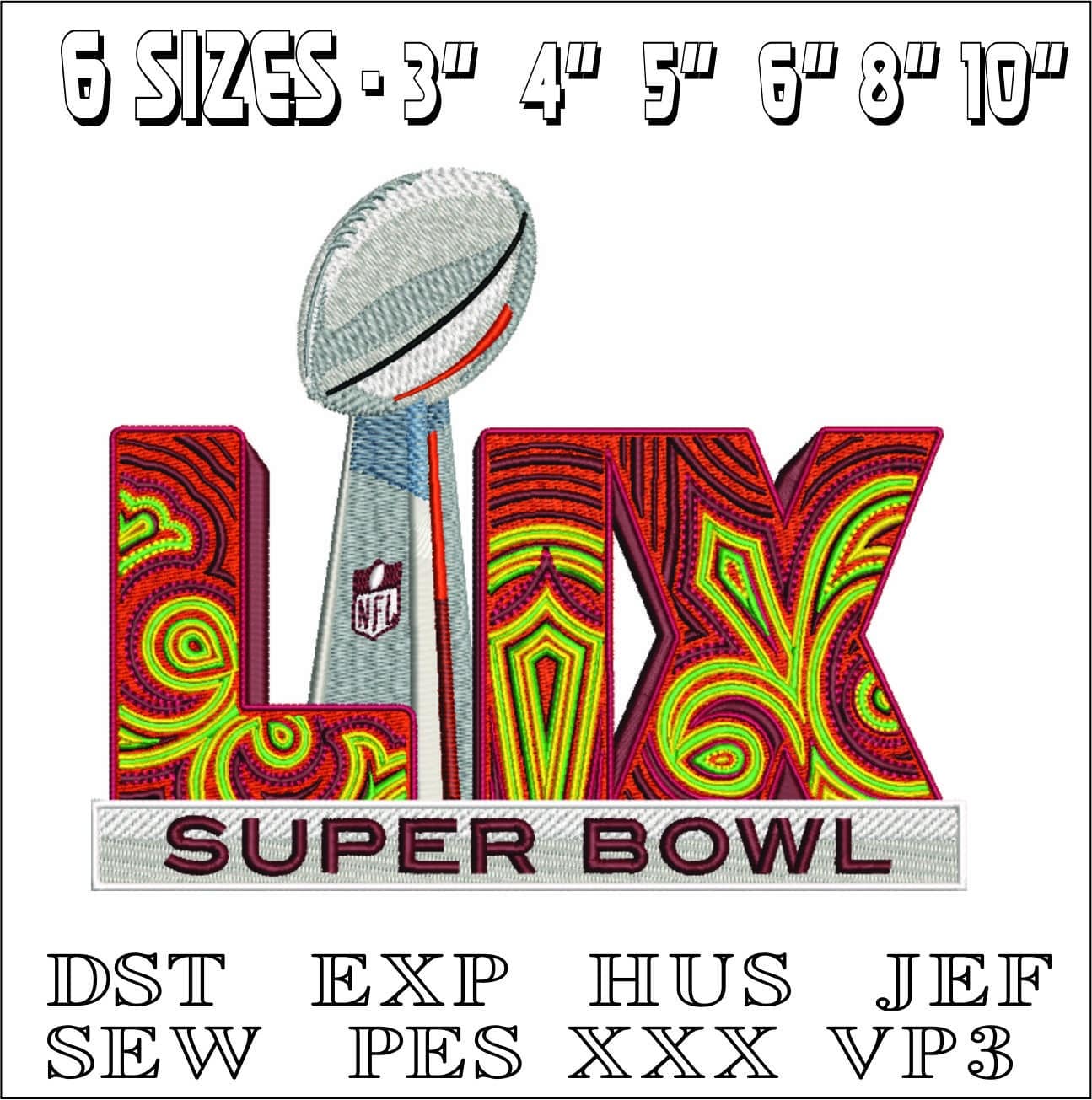 Super Bowl LIX National Football League NFL embroidery design - Superbowl men's football embroidery machine pattern embroidery file - instant download — view 2