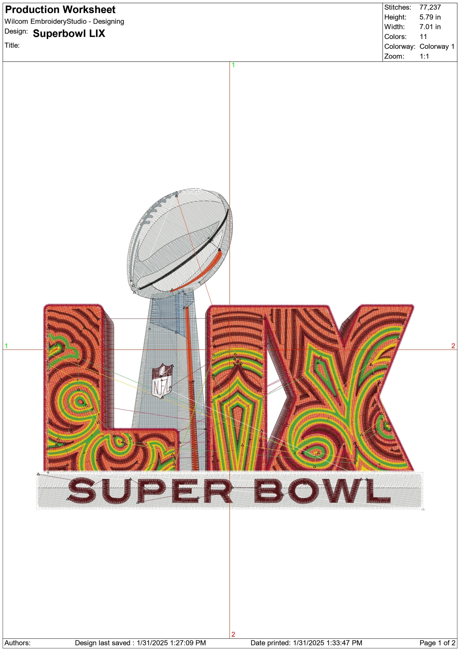 Super Bowl LIX National Football League NFL embroidery design - Superbowl men's football embroidery machine pattern embroidery file - instant download — view 3