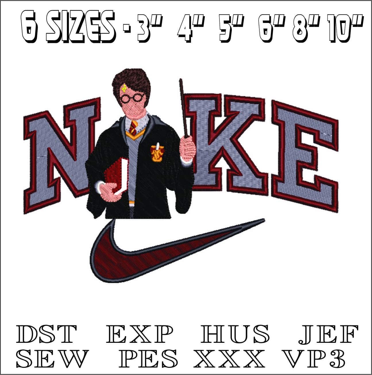 Nike Swoosh Harry Potter - Harry Potter embroidery design file - instant download — view 2