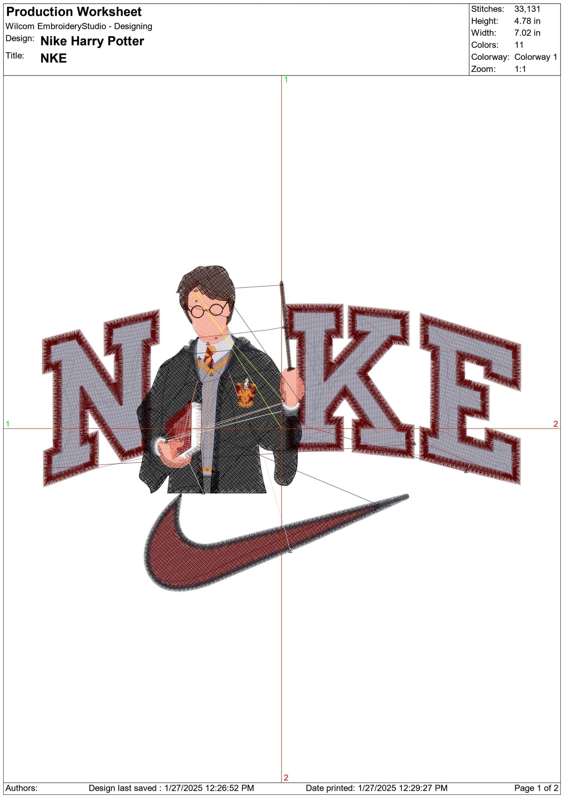 Nike Swoosh Harry Potter - Harry Potter embroidery design file - instant download — view 3