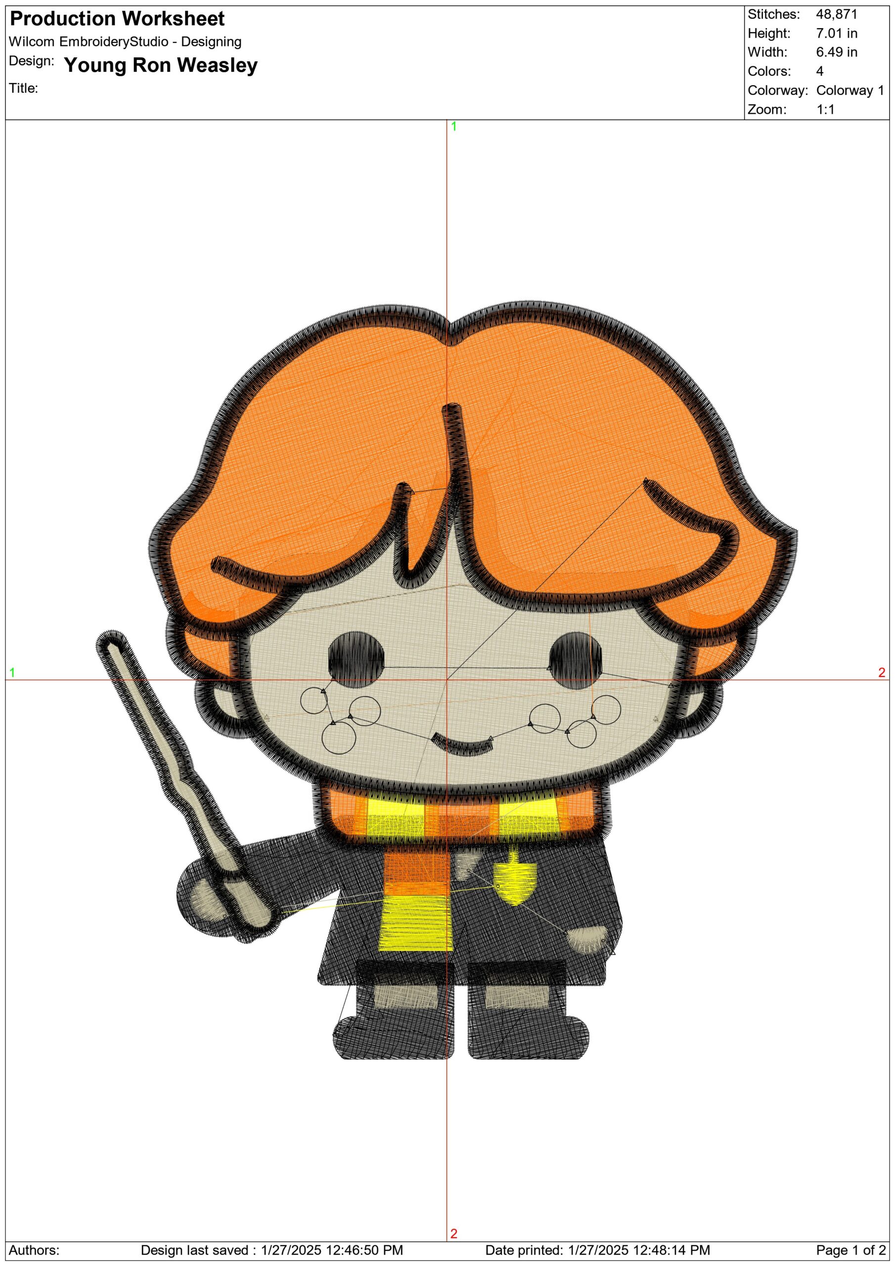 Young Ron Weasley - Harry Potter embroidery design file - instant download — view 3