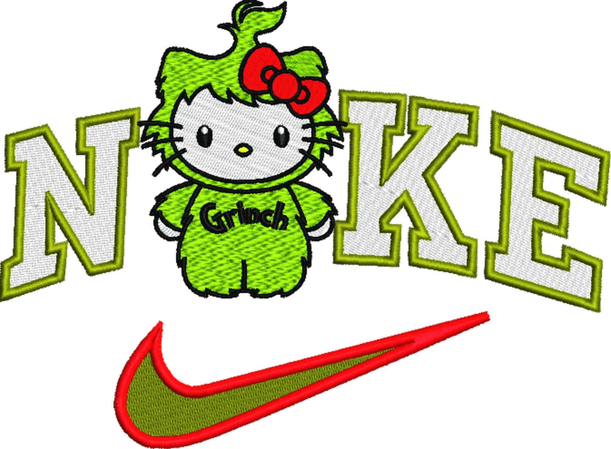 Nike Swoosh Hello Kitty Grinch - Halloween - Nike embroidery design file - instant download — view 5