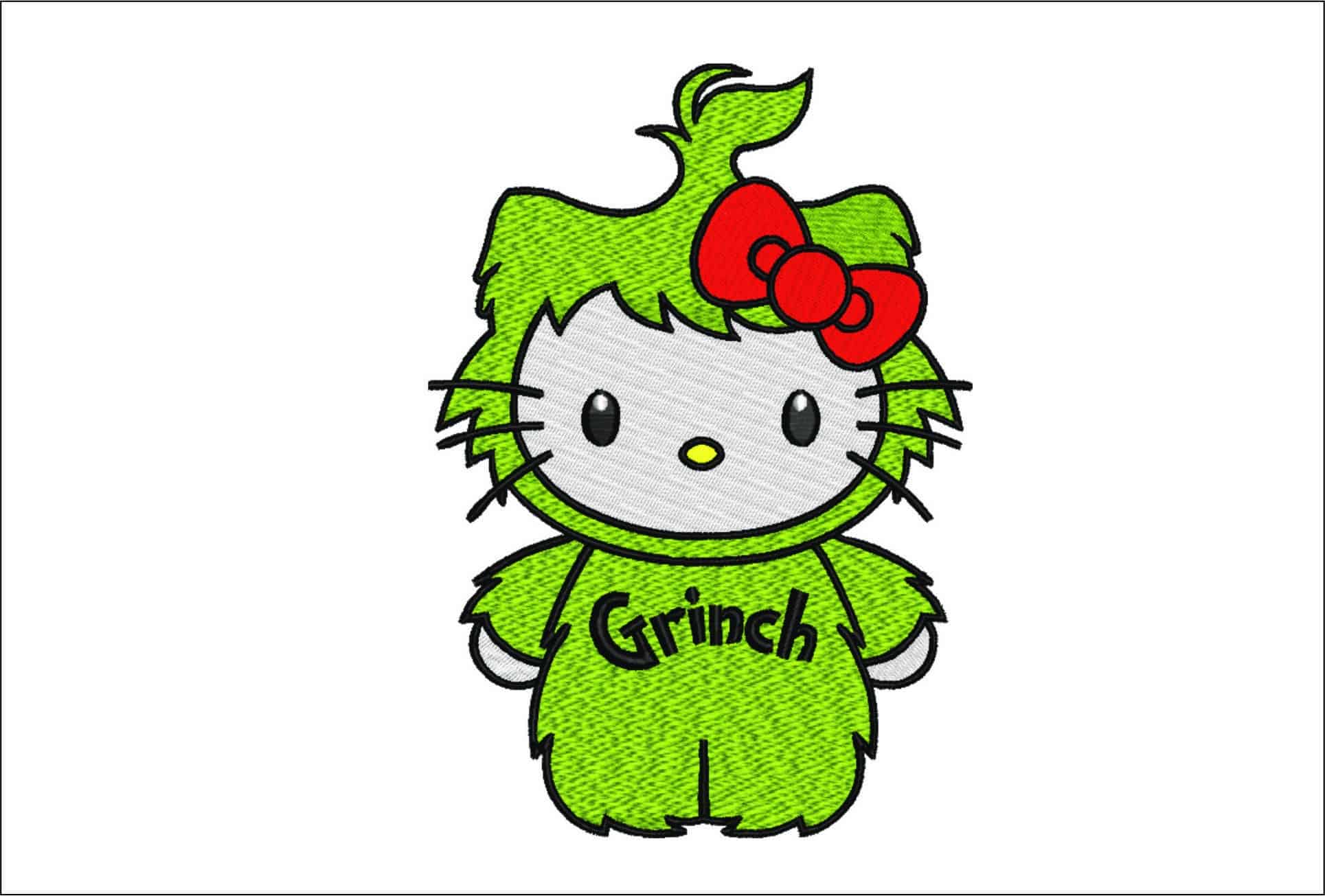 Hello Kitty Grinch - Halloween - Nike embroidery design file - instant download