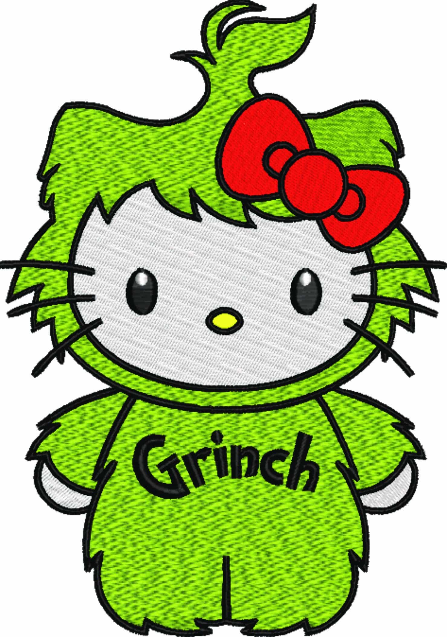 Hello Kitty Grinch - Halloween - Nike embroidery design file - instant download — view 4