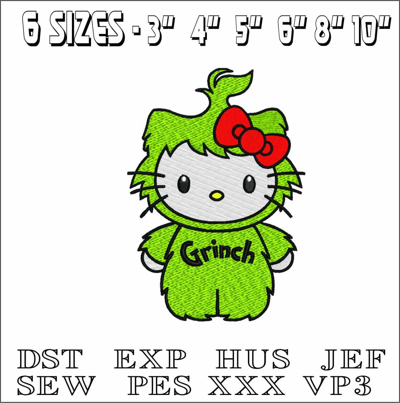 Hello Kitty Grinch - Halloween - Nike embroidery design file - instant download — view 2