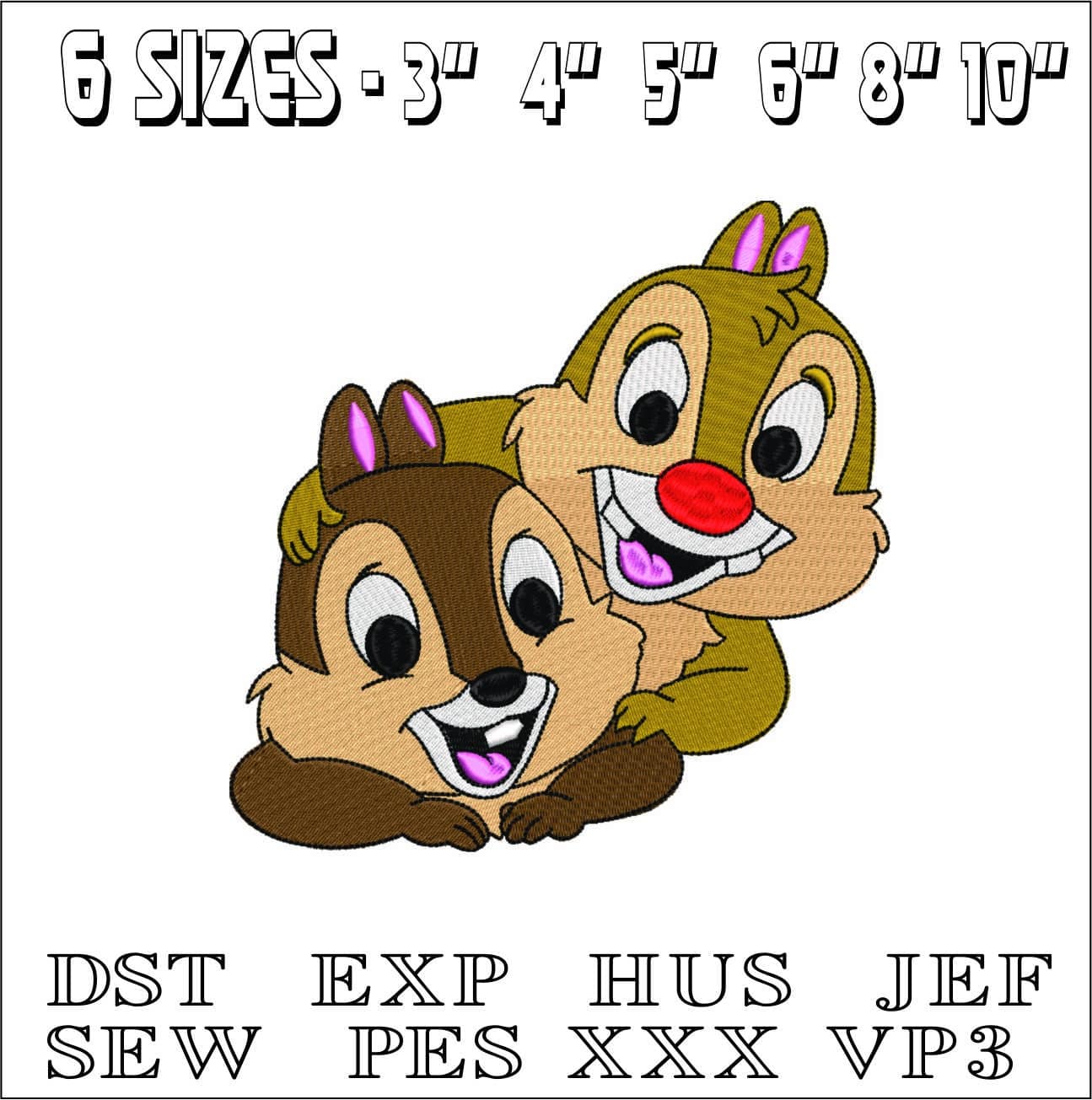Disney Chipmunks - Chip n Dale - Cartoon embroidery design file - instant download — view 2