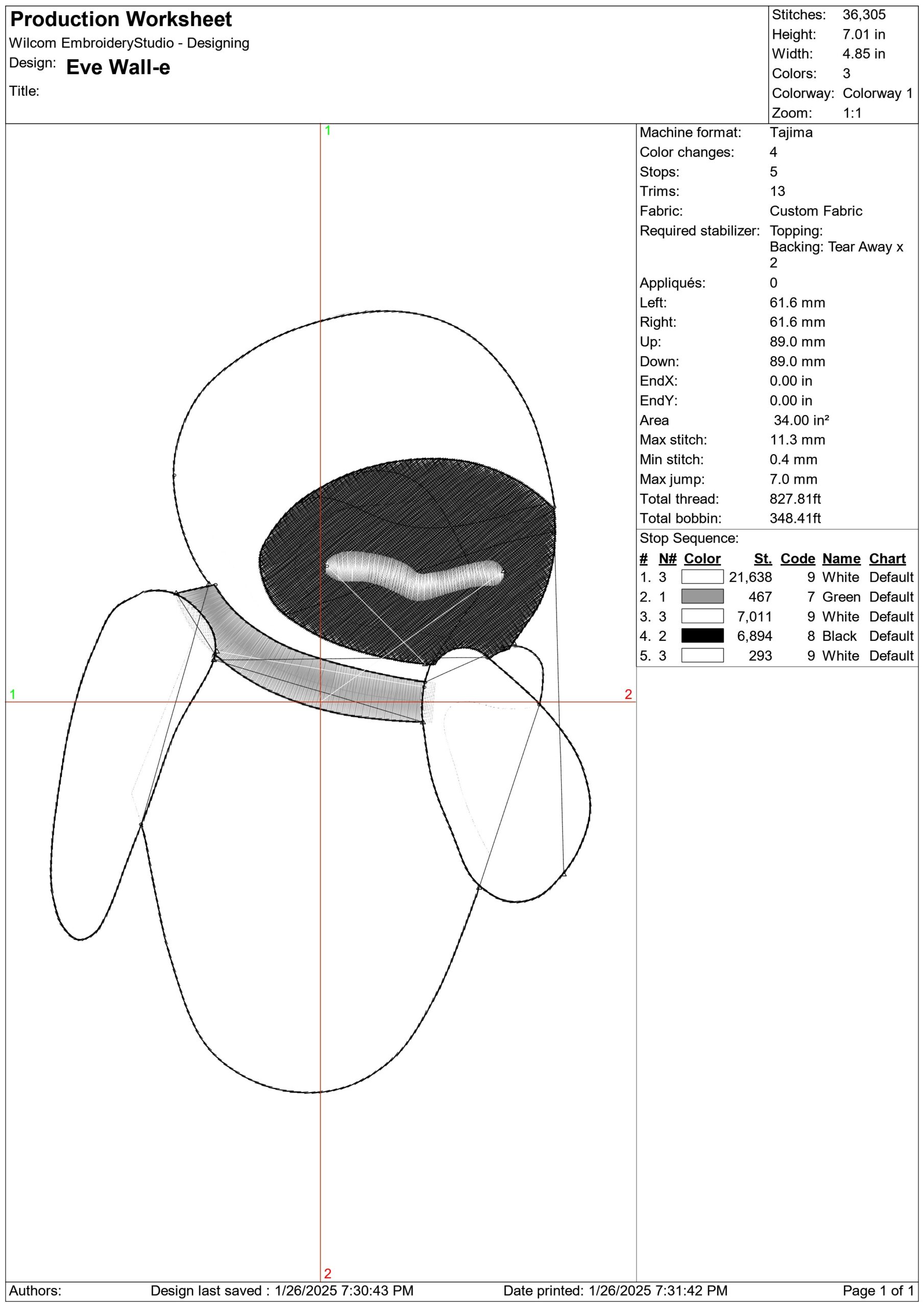 Eve Robot - Wall-E - Nike Cartoon embroidery design file - instant download — view 3