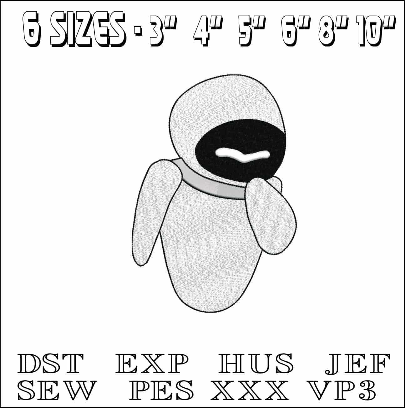 Eve Robot - Wall-E - Nike Cartoon embroidery design file - instant download — view 2