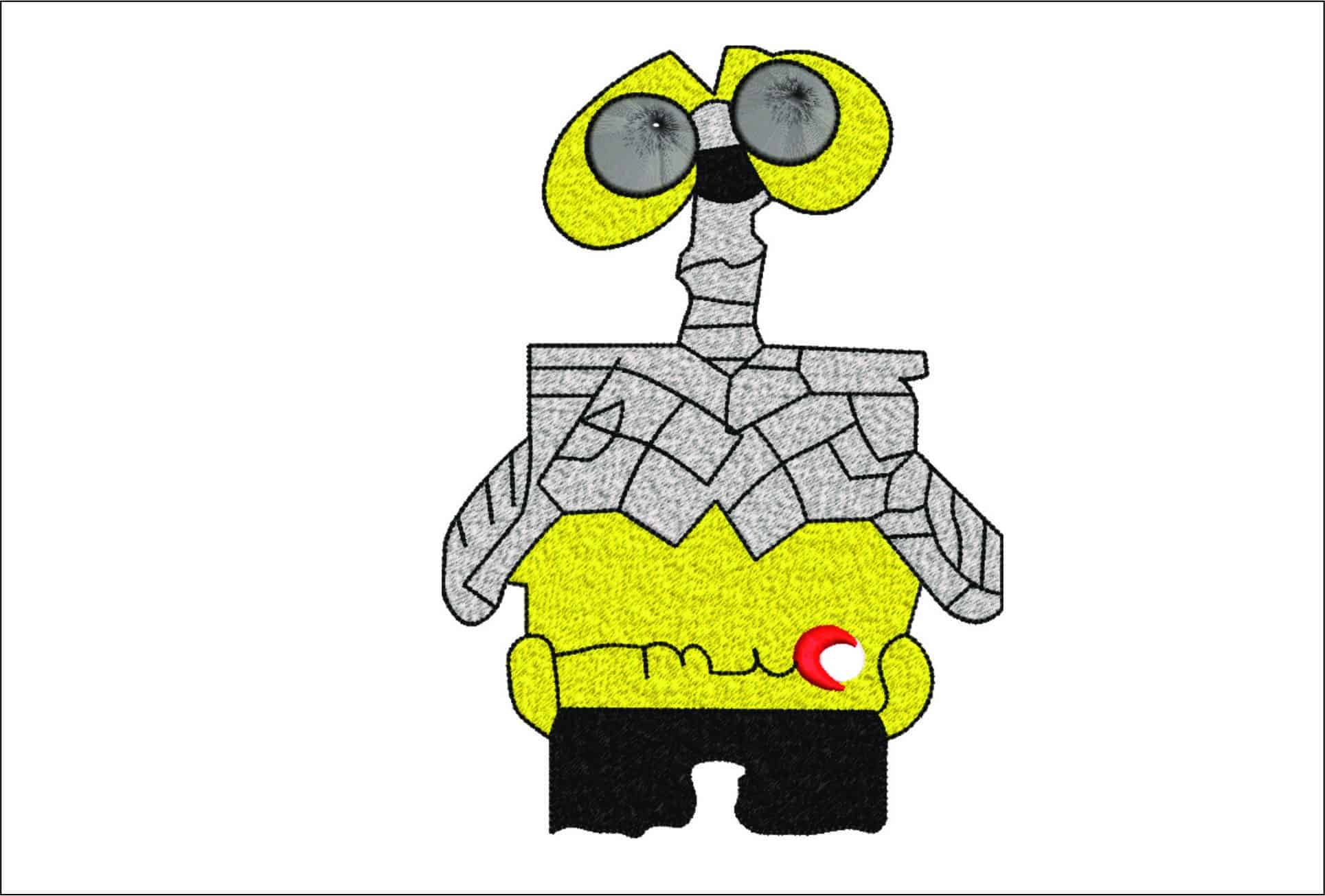 Wall E Robot - Wall-E - Nike Cartoon embroidery design file - instant download