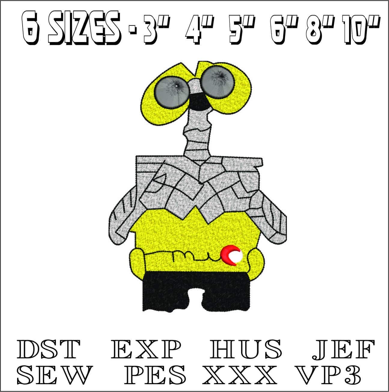 Wall E Robot - Wall-E - Nike Cartoon embroidery design file - instant download — view 2