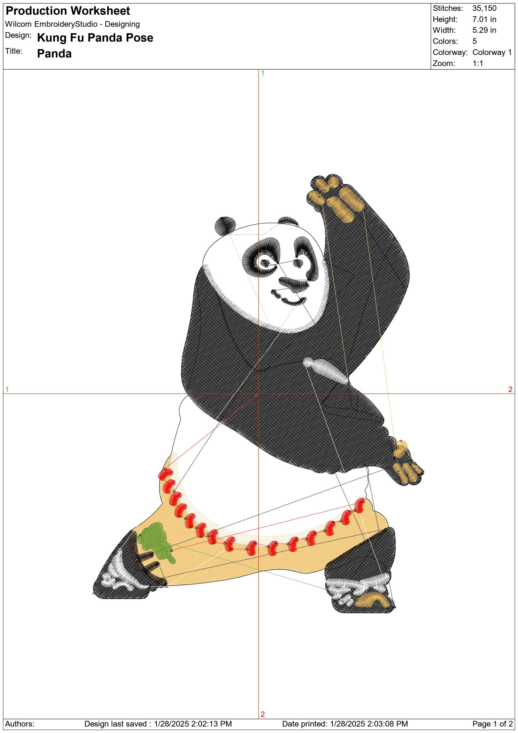 Kung fu Panda Pose - Nike Disney Cartoon embroidery design file - instant download — view 3