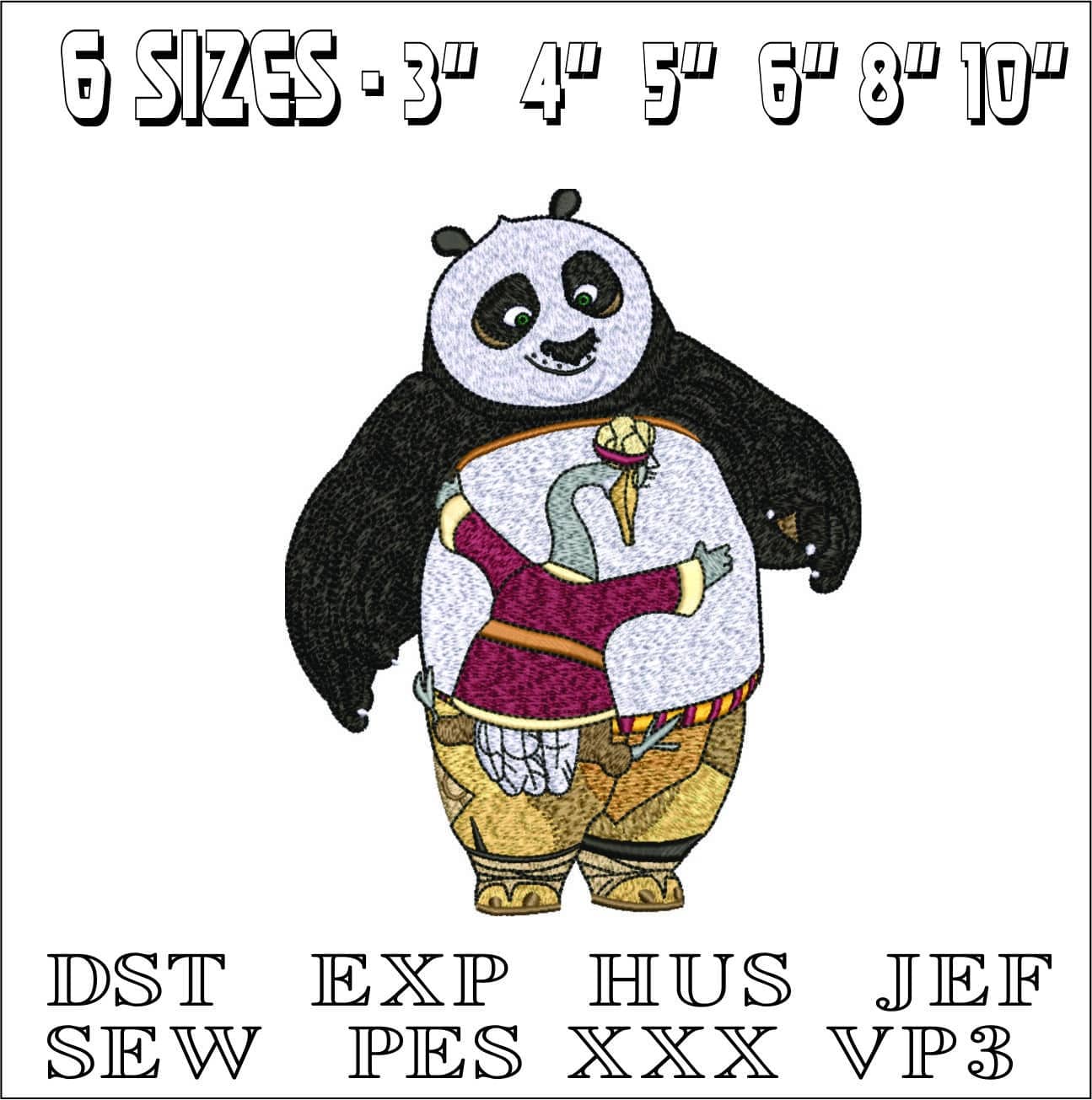 Kung fu Panda Mr Ping Hug - Nike Disney Cartoon embroidery design file - instant download — view 2