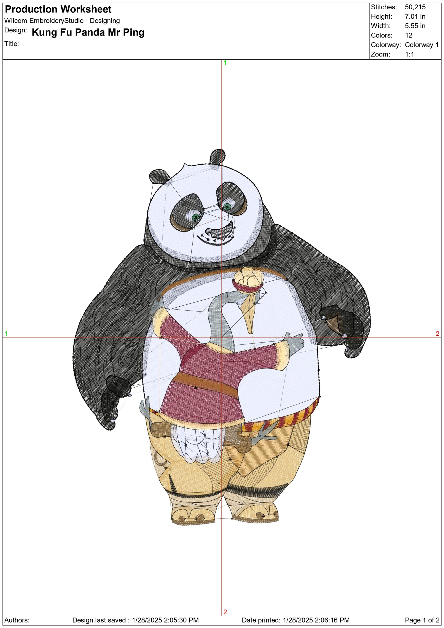 Kung fu Panda Mr Ping Hug - Nike Disney Cartoon embroidery design file - instant download — view 3