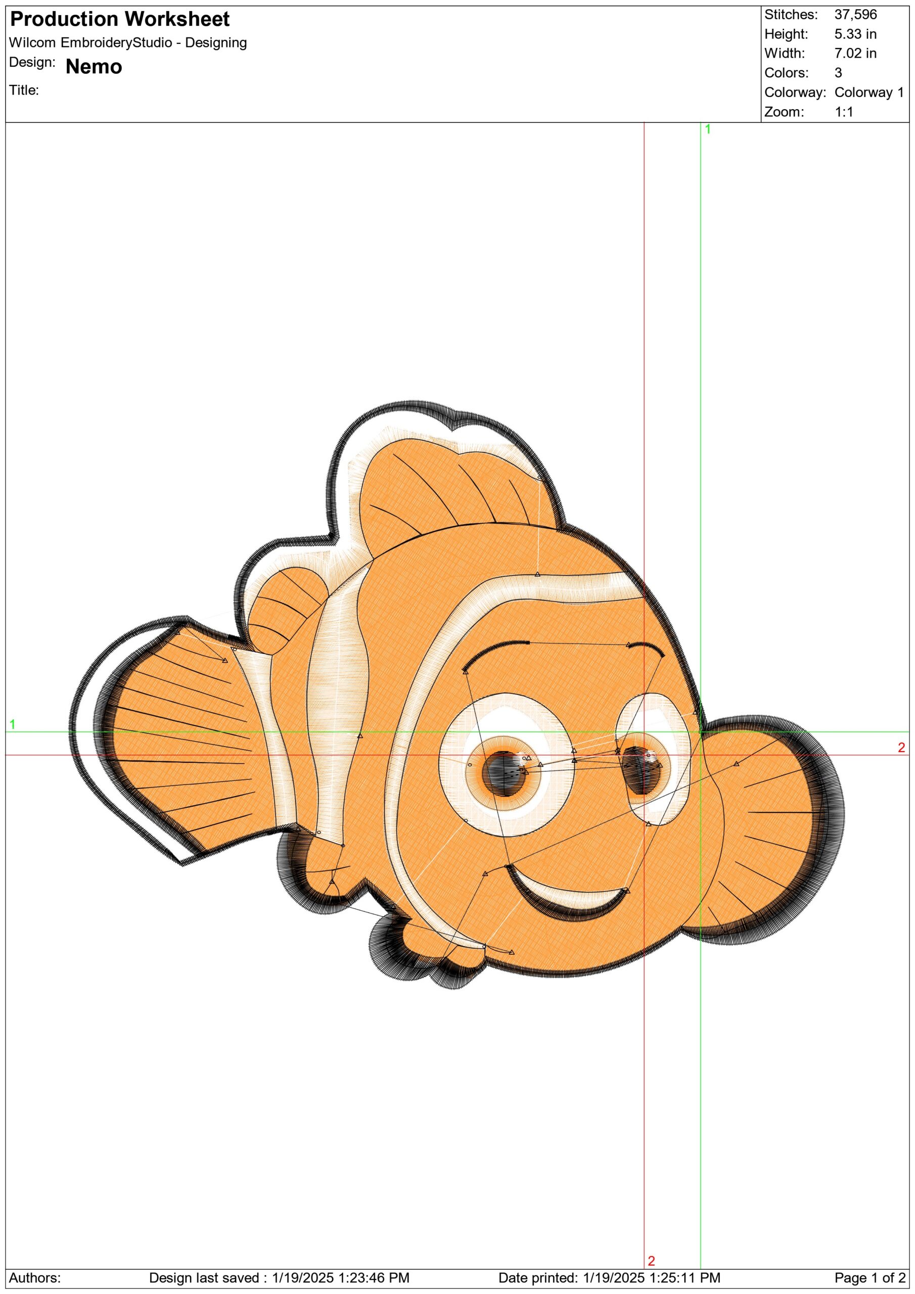 Nemo - Finding Nemo - Nike Disney Cartoon embroidery design file - instant download — view 3