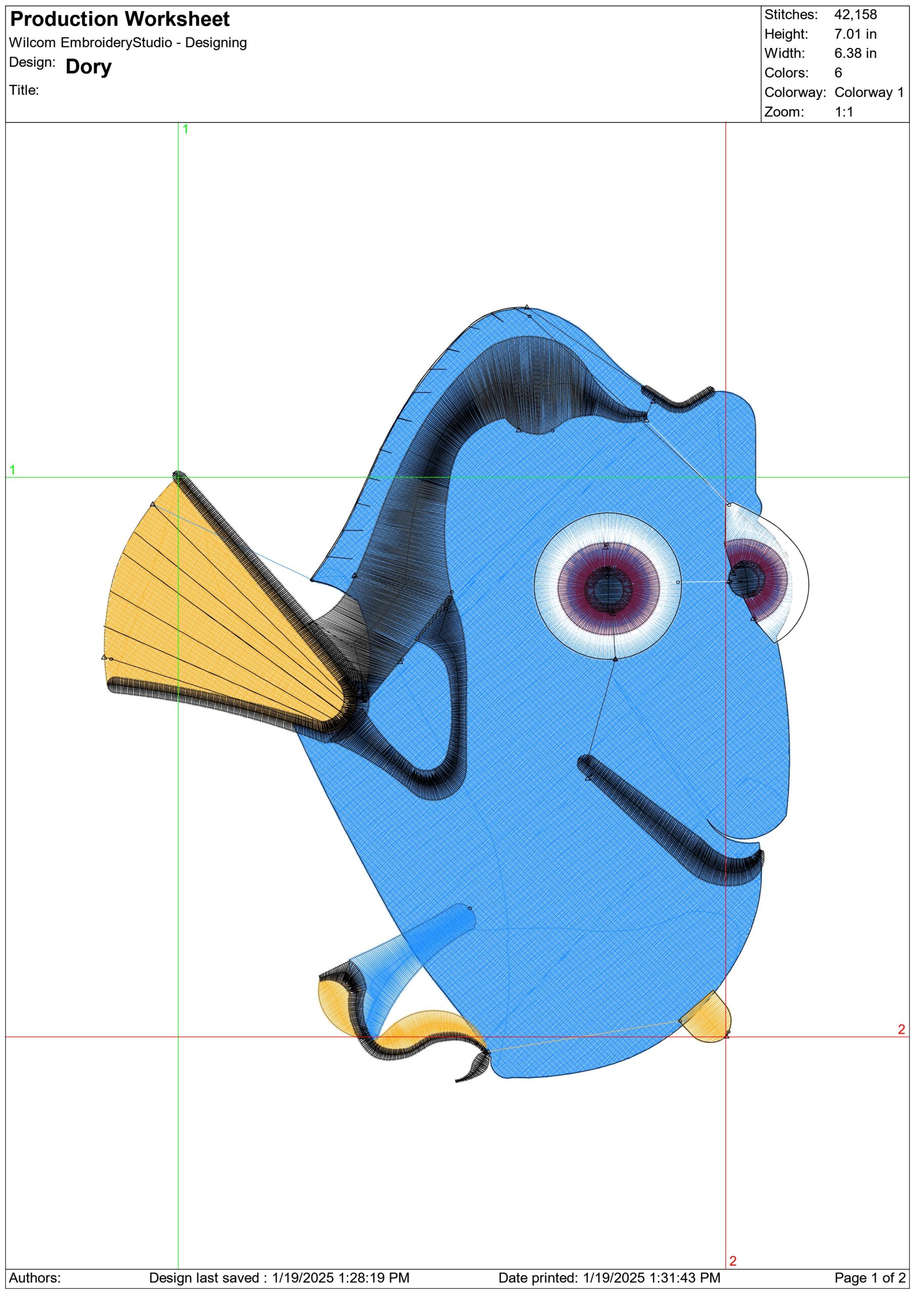 Dory - Finding Nemo - Nike Disney Cartoon embroidery design file - instant download — view 3