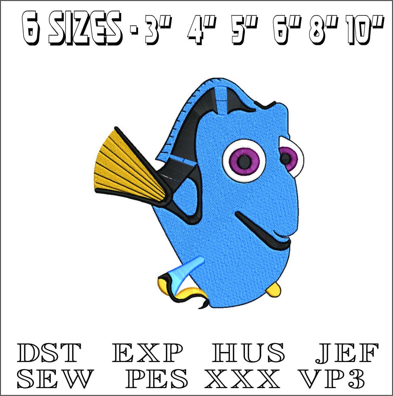 Dory - Finding Nemo - Nike Disney Cartoon embroidery design file - instant download — view 2