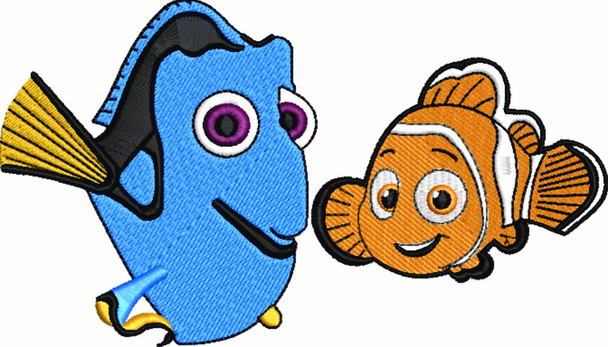 Nemo and Dory - Finding Nemo - Nike Disney Cartoon embroidery design file - instant download — view 5