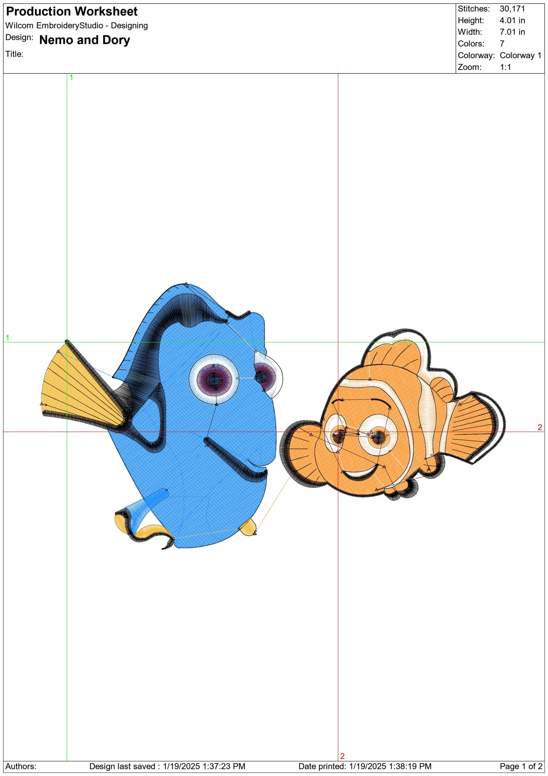 Nemo and Dory - Finding Nemo - Nike Disney Cartoon embroidery design file - instant download — view 3
