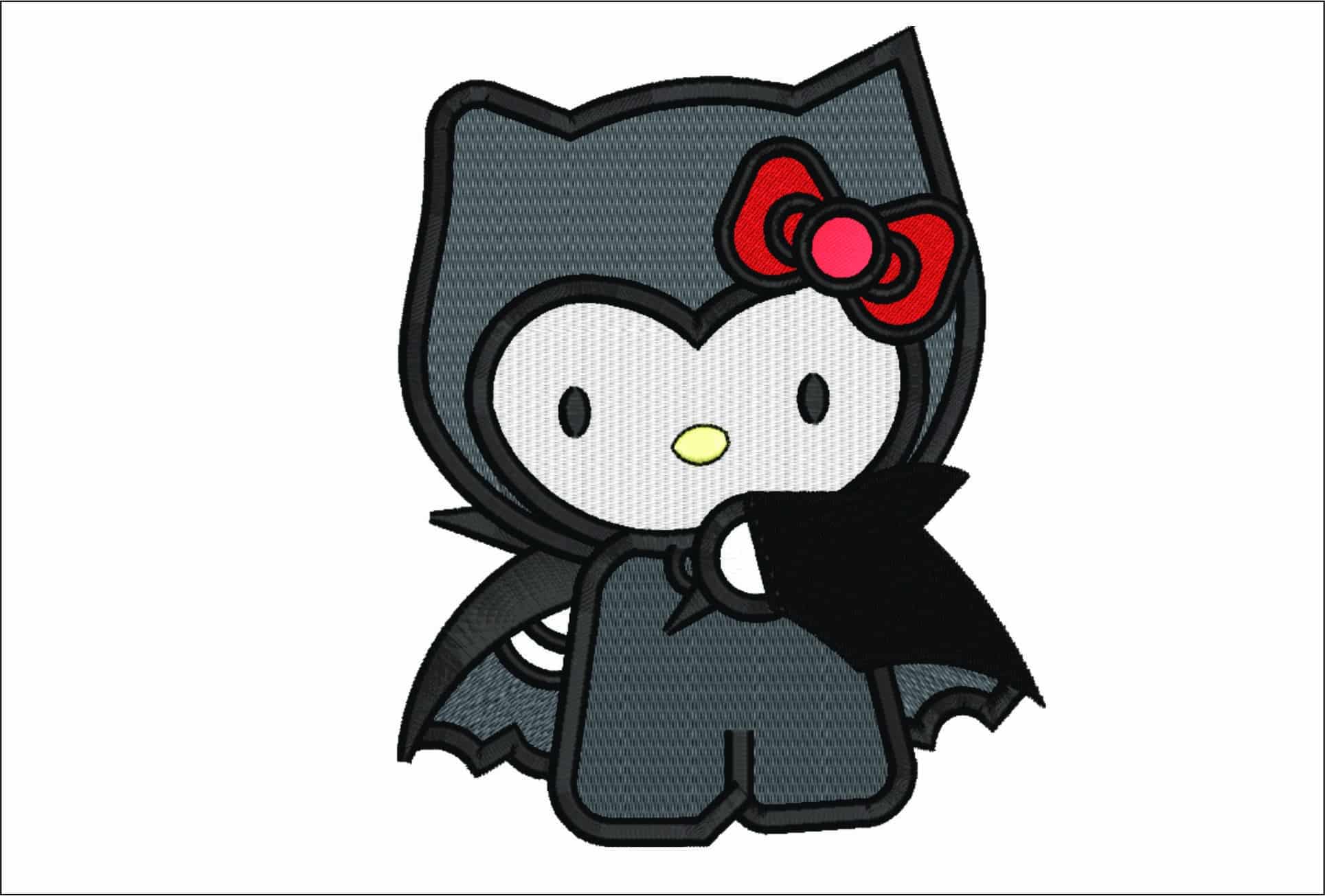 Hello Kitty Dracula - Halloween embroidery design - embroidery file - instant download