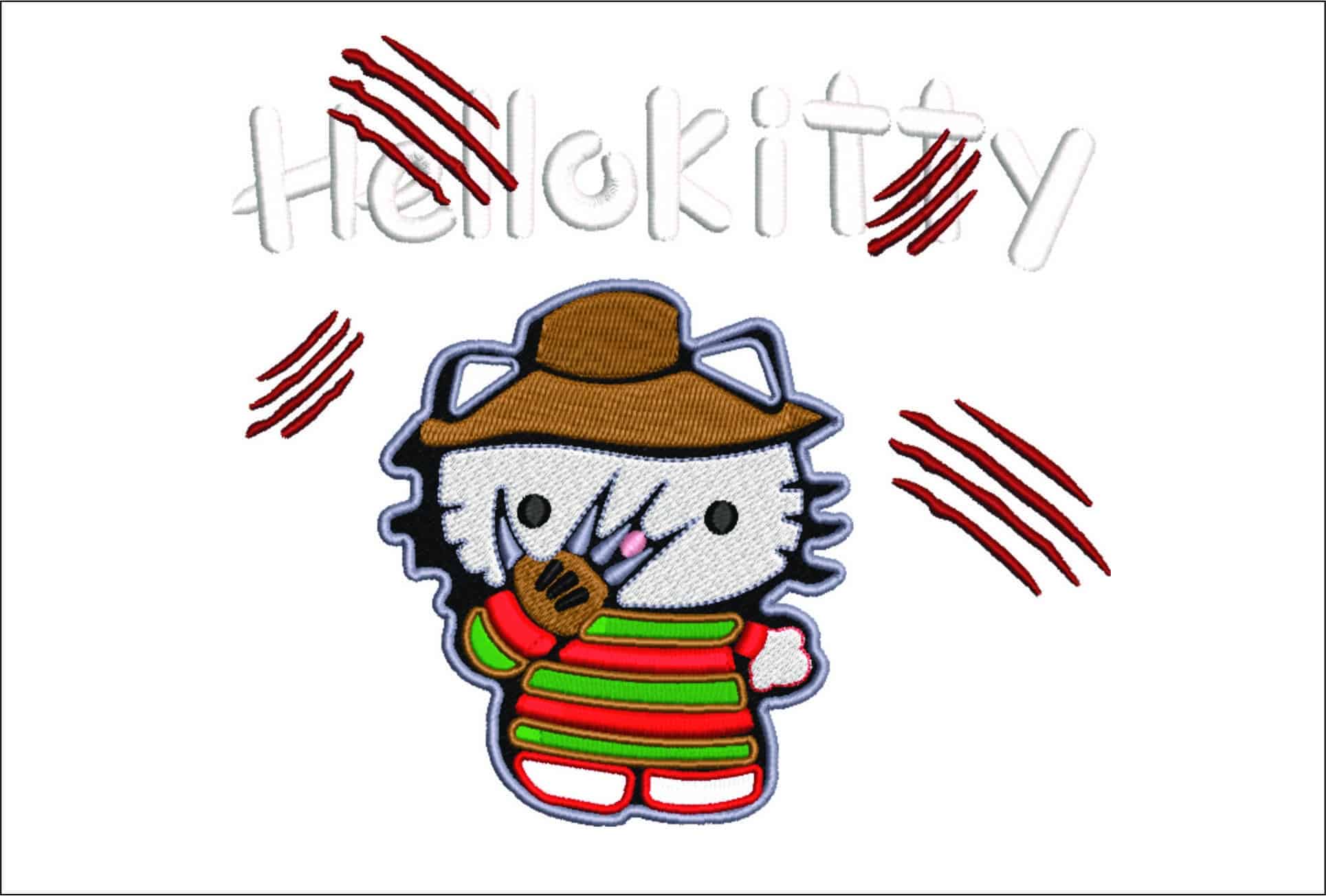 Hello Kitty Slasher - Halloween embroidery design - embroidery file - instant download
