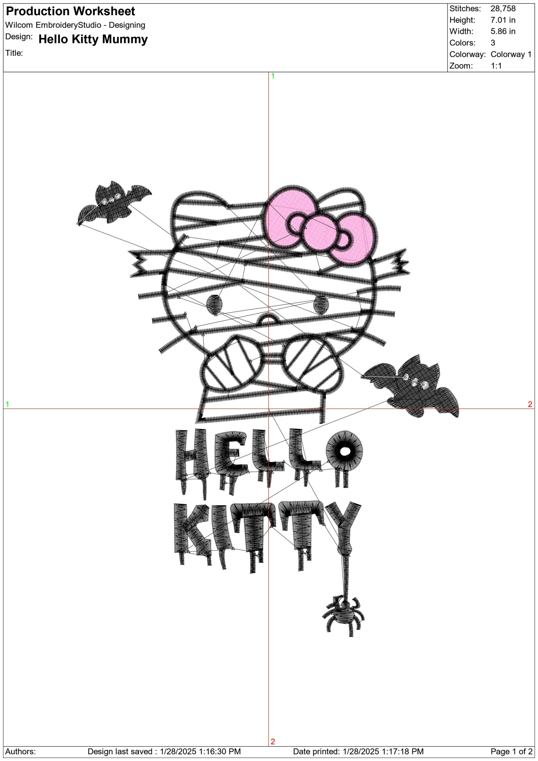 Hello Kitty Mummy - Halloween embroidery design - embroidery file - instant download — view 3