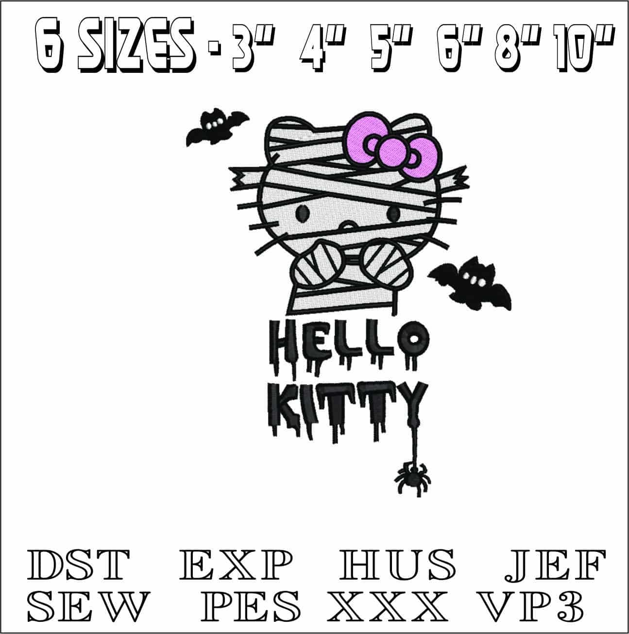 Hello Kitty Mummy - Halloween embroidery design - embroidery file - instant download — view 2