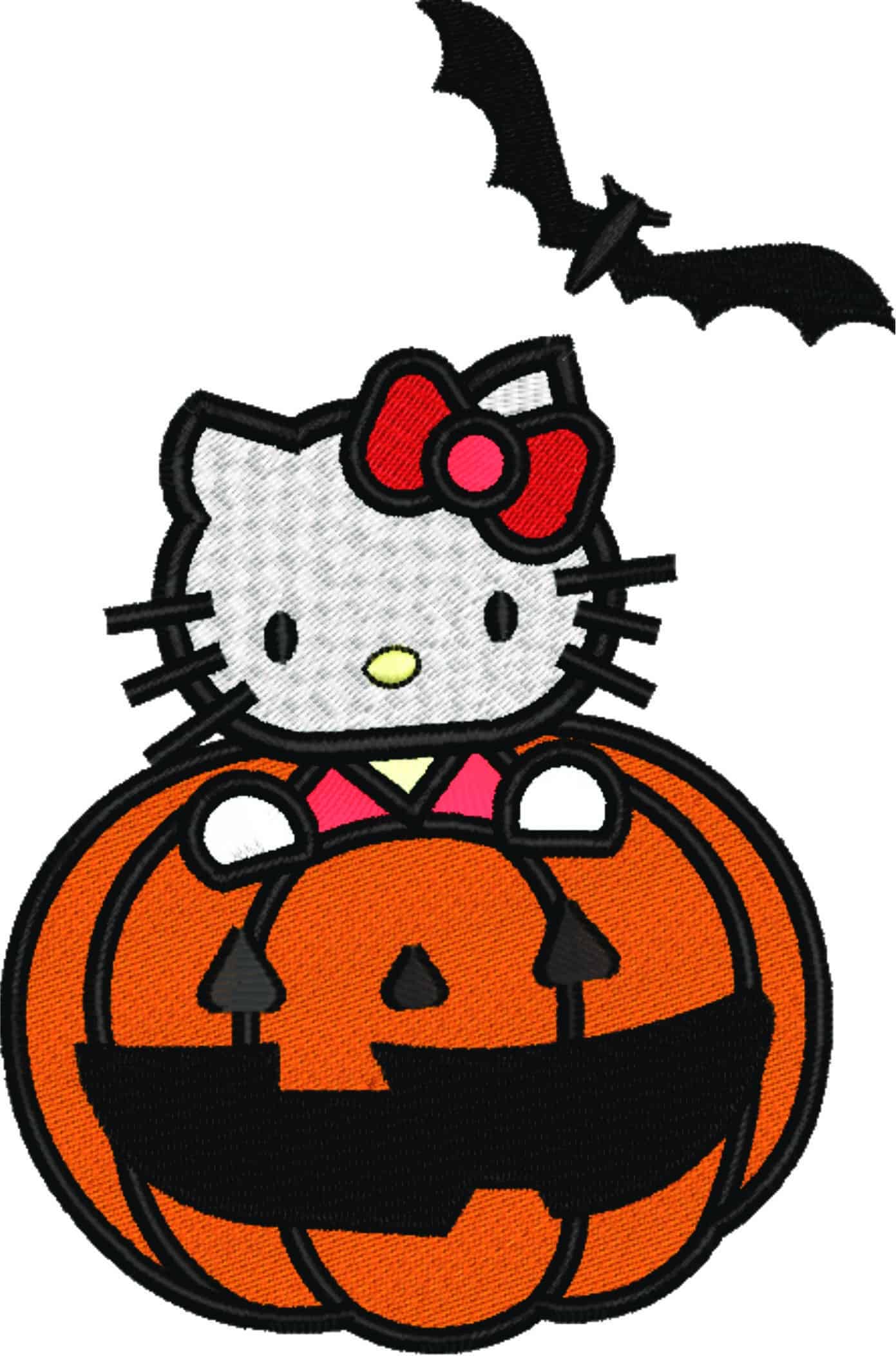 Hello Kitty Pumpkin - Halloween embroidery design - embroidery file - instant download — view 4