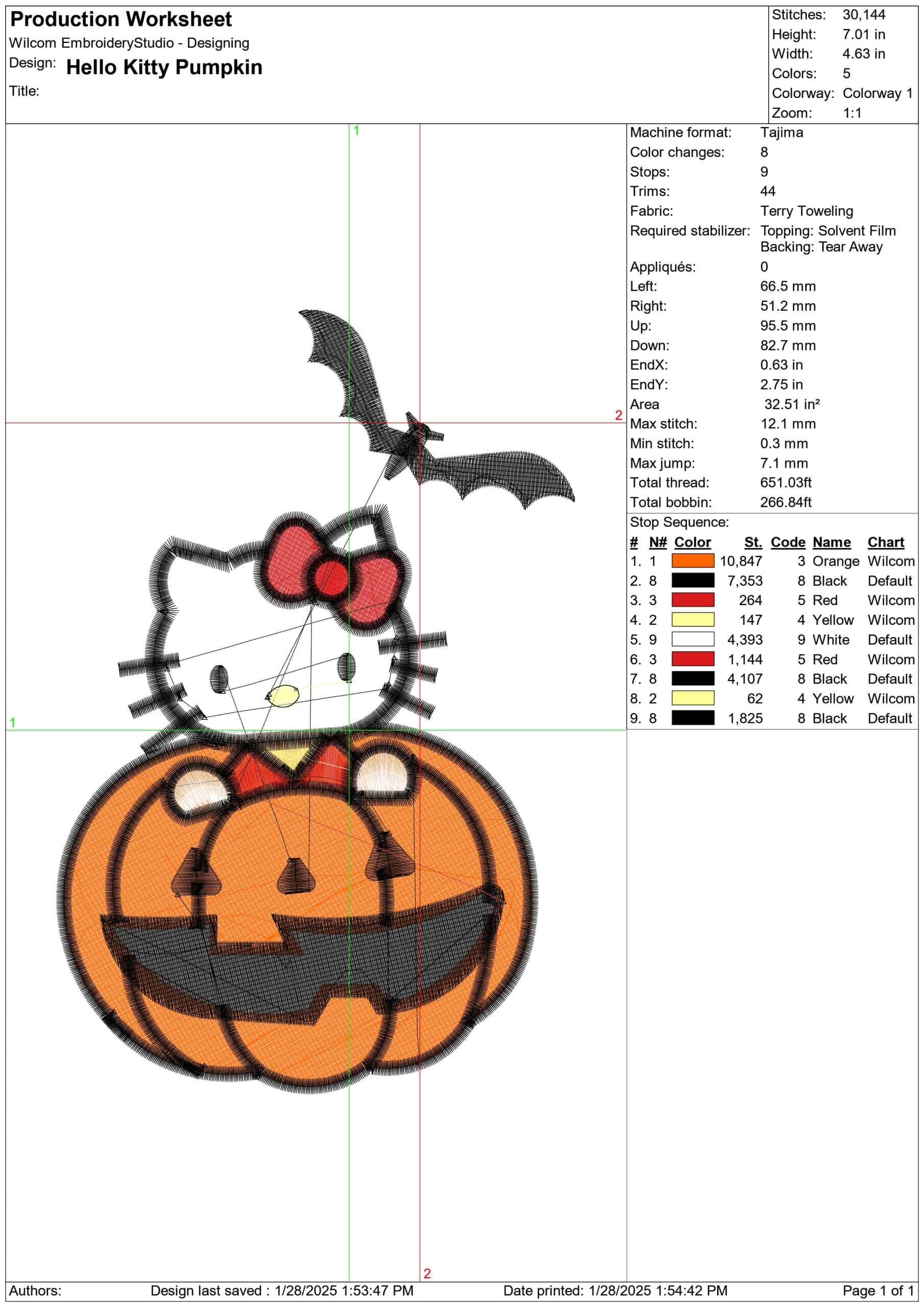Hello Kitty Pumpkin - Halloween embroidery design - embroidery file - instant download — view 3