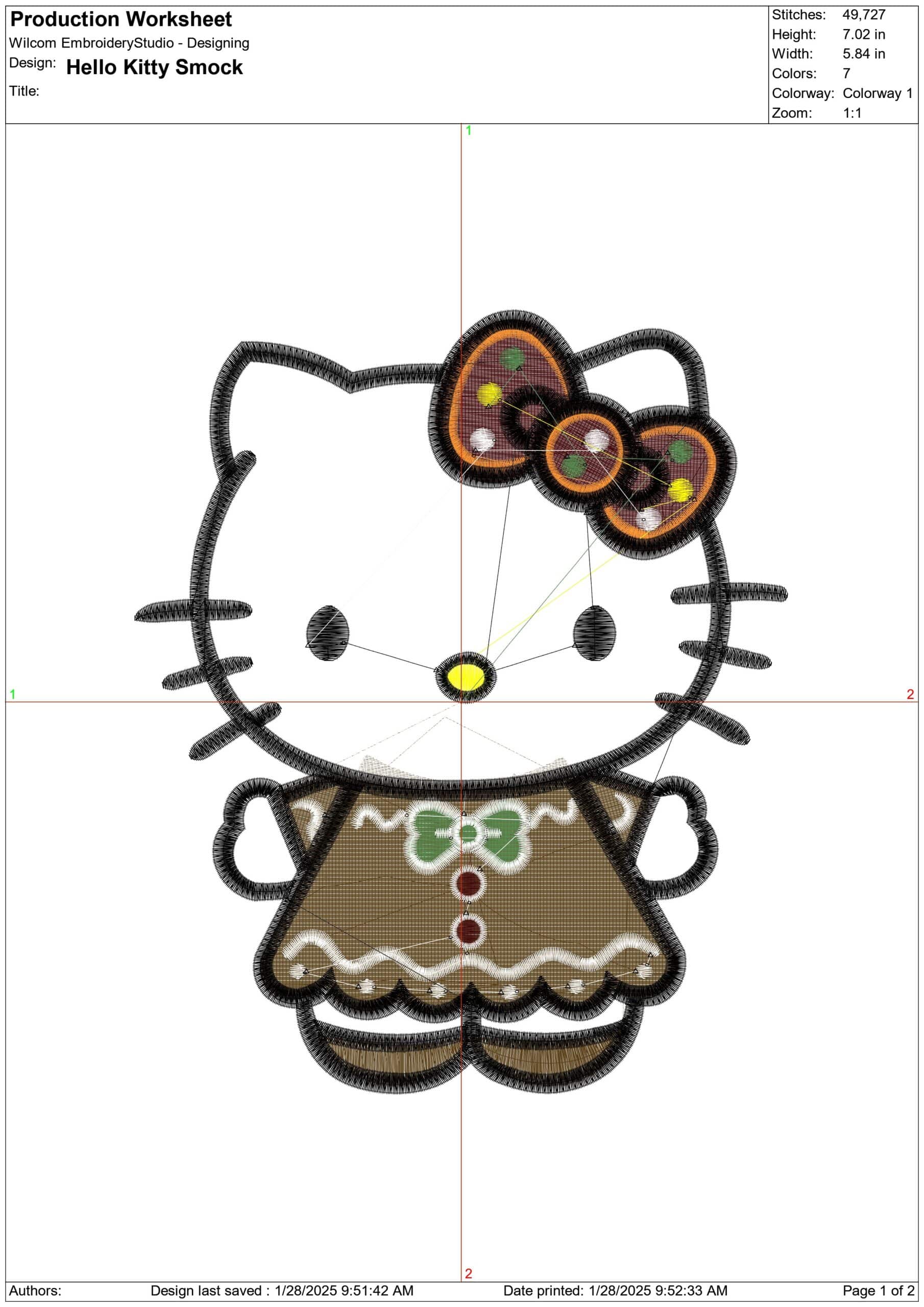 Hello Kitty Smock - embroidery design - embroidery file - instant download — view 3