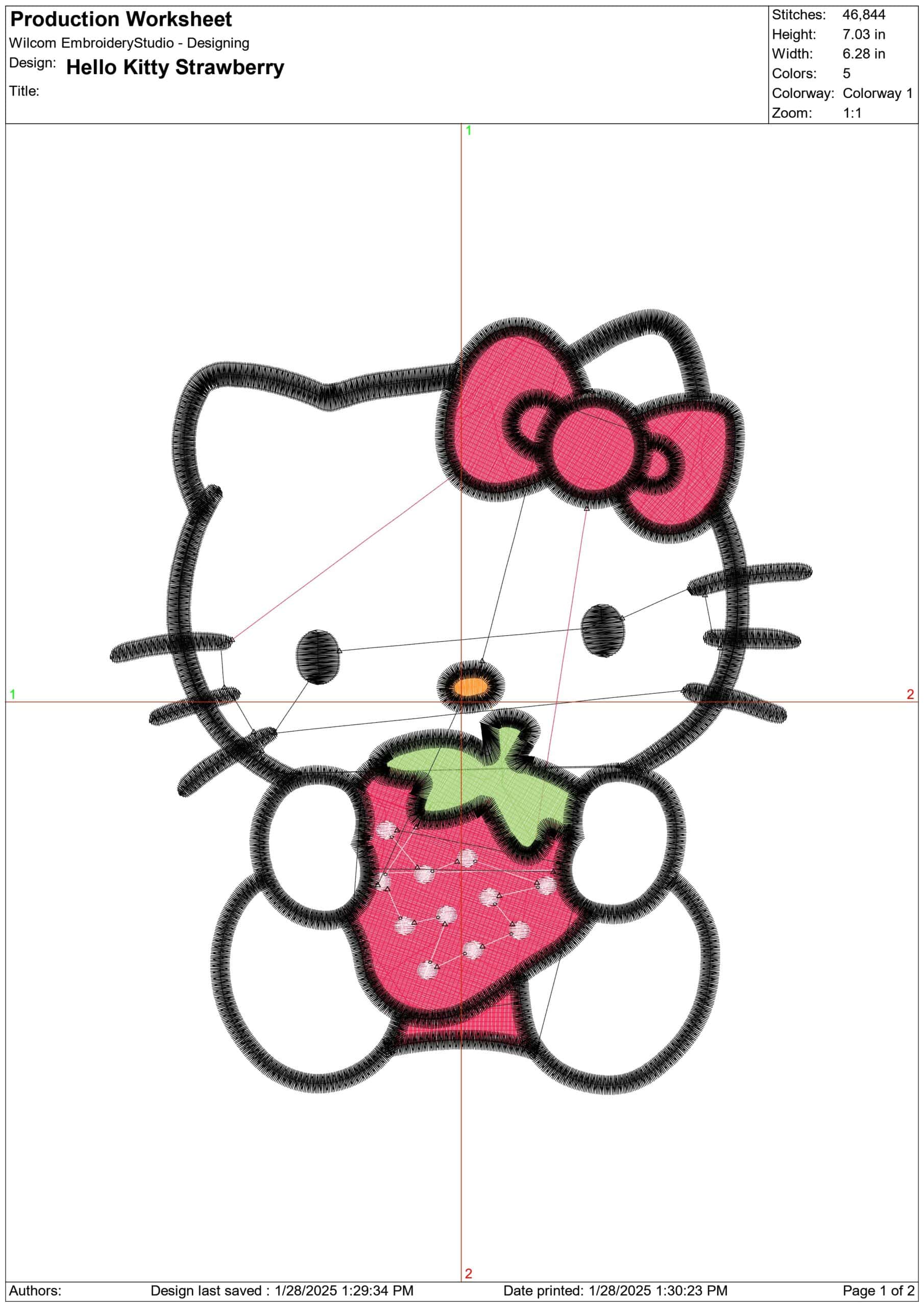 Hello Kitty Strawberry - Halloween embroidery design - embroidery file - instant download — view 3