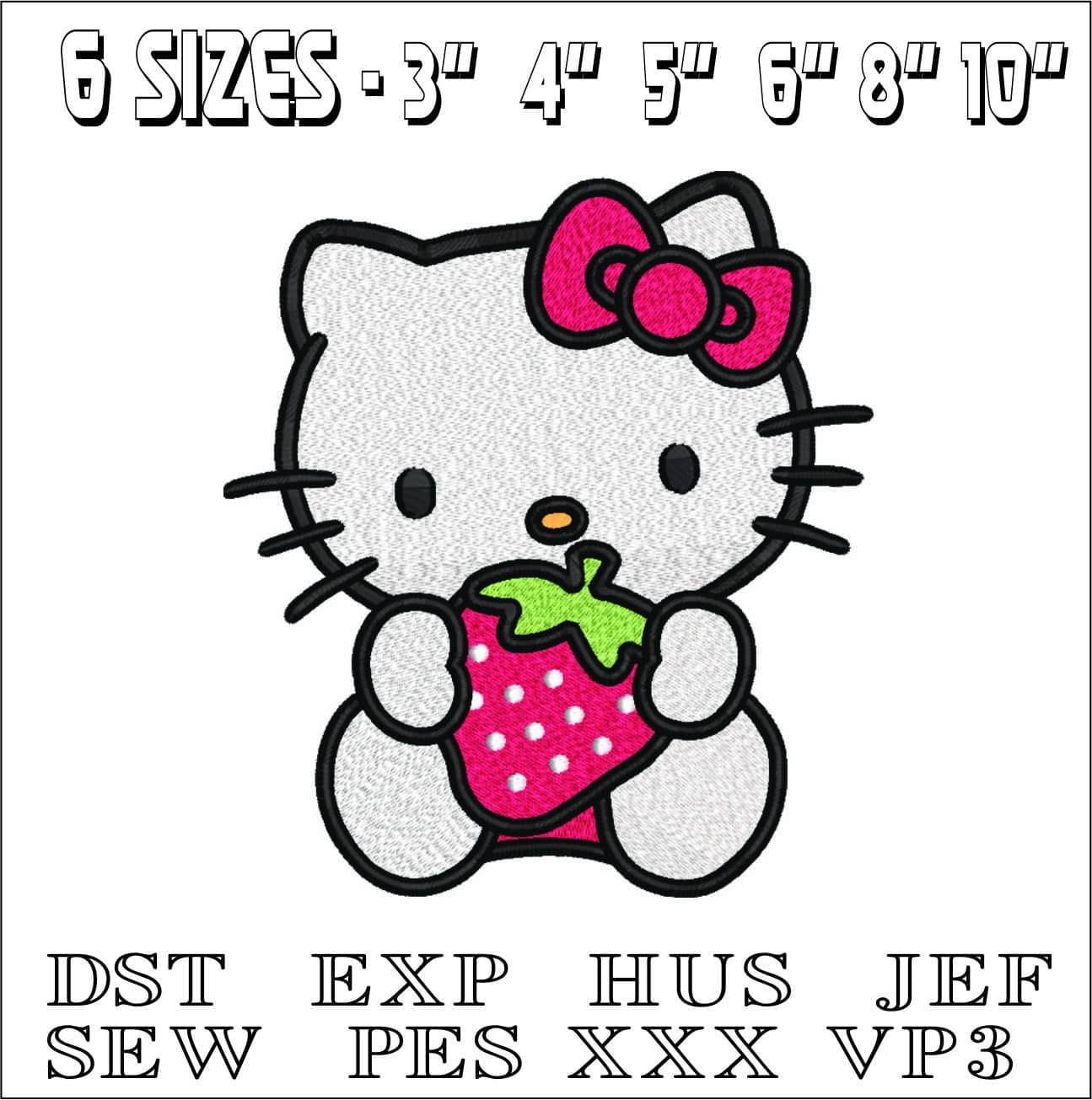 Hello Kitty Strawberry - Halloween embroidery design - embroidery file - instant download — view 2