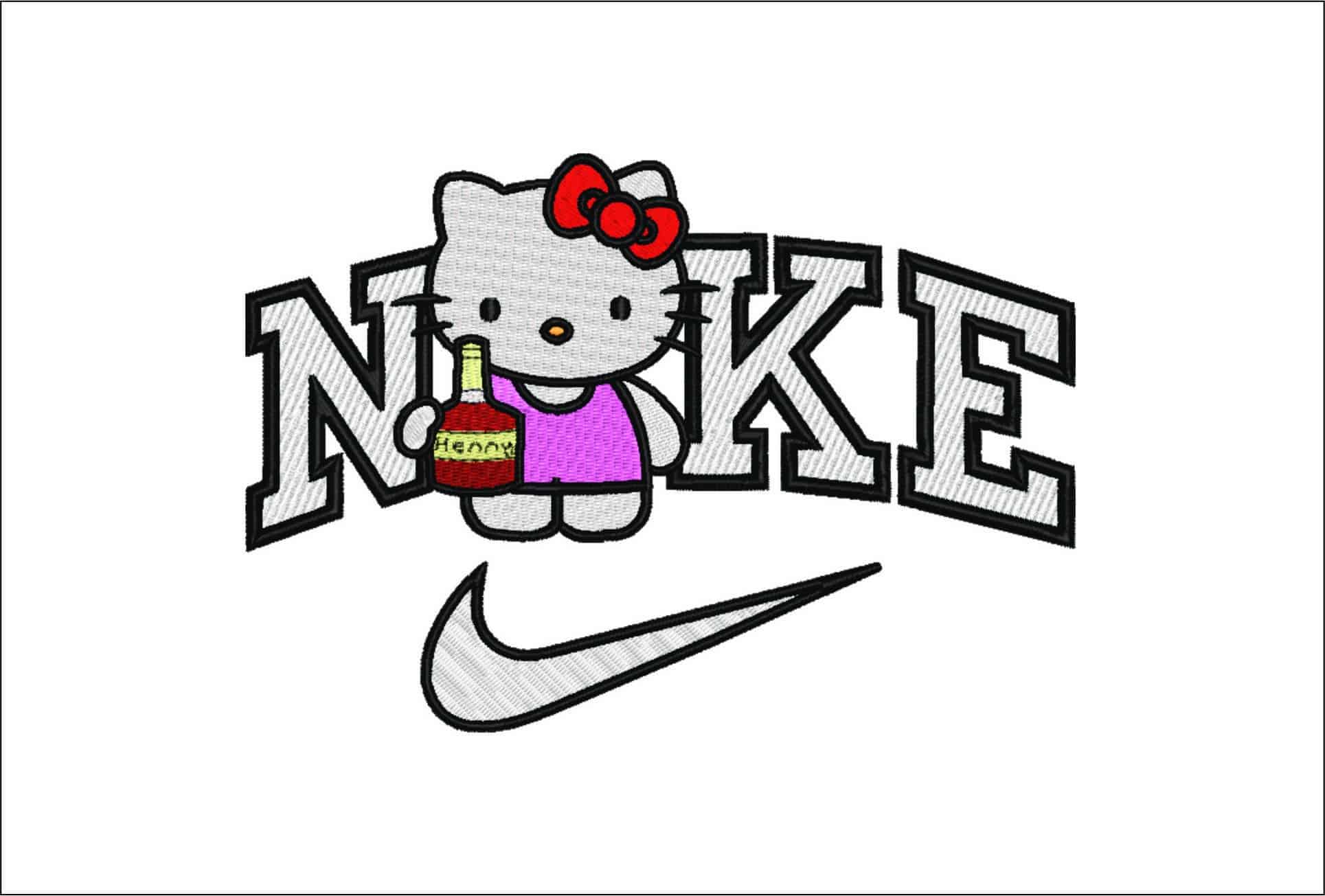 Nike Swoosh Hello Kitty With Brandy - Nike embroidery design - embroidery file - instant download