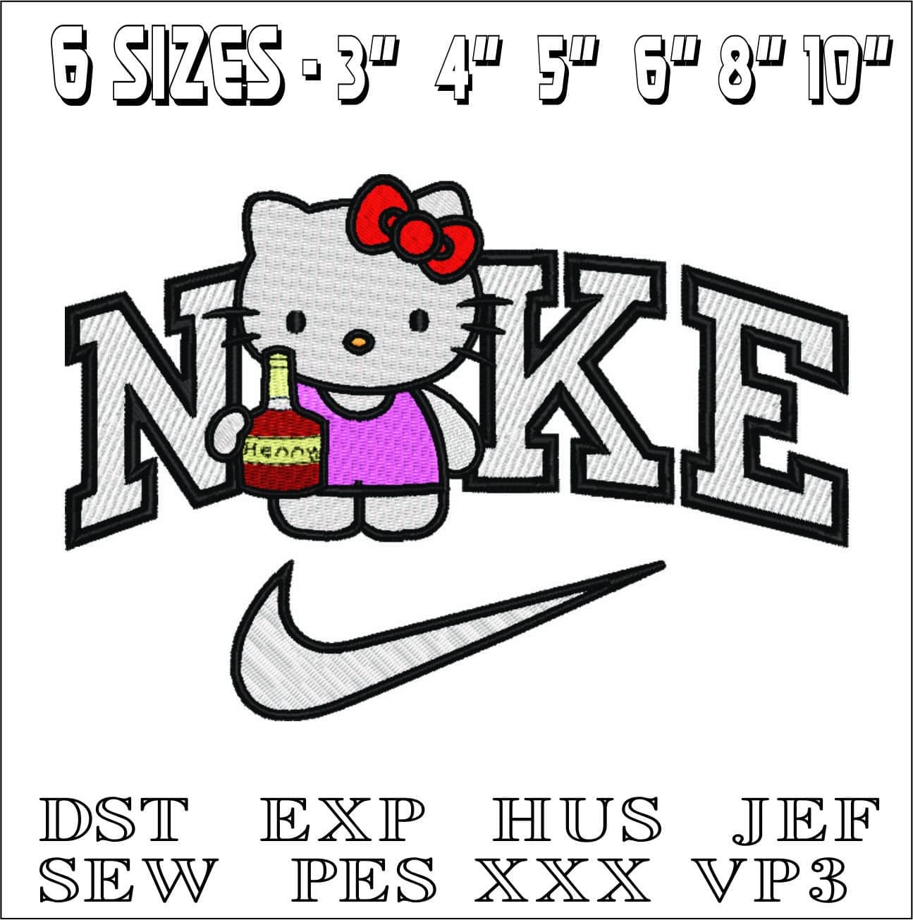 Nike Swoosh Hello Kitty With Brandy - Nike embroidery design - embroidery file - instant download — view 2