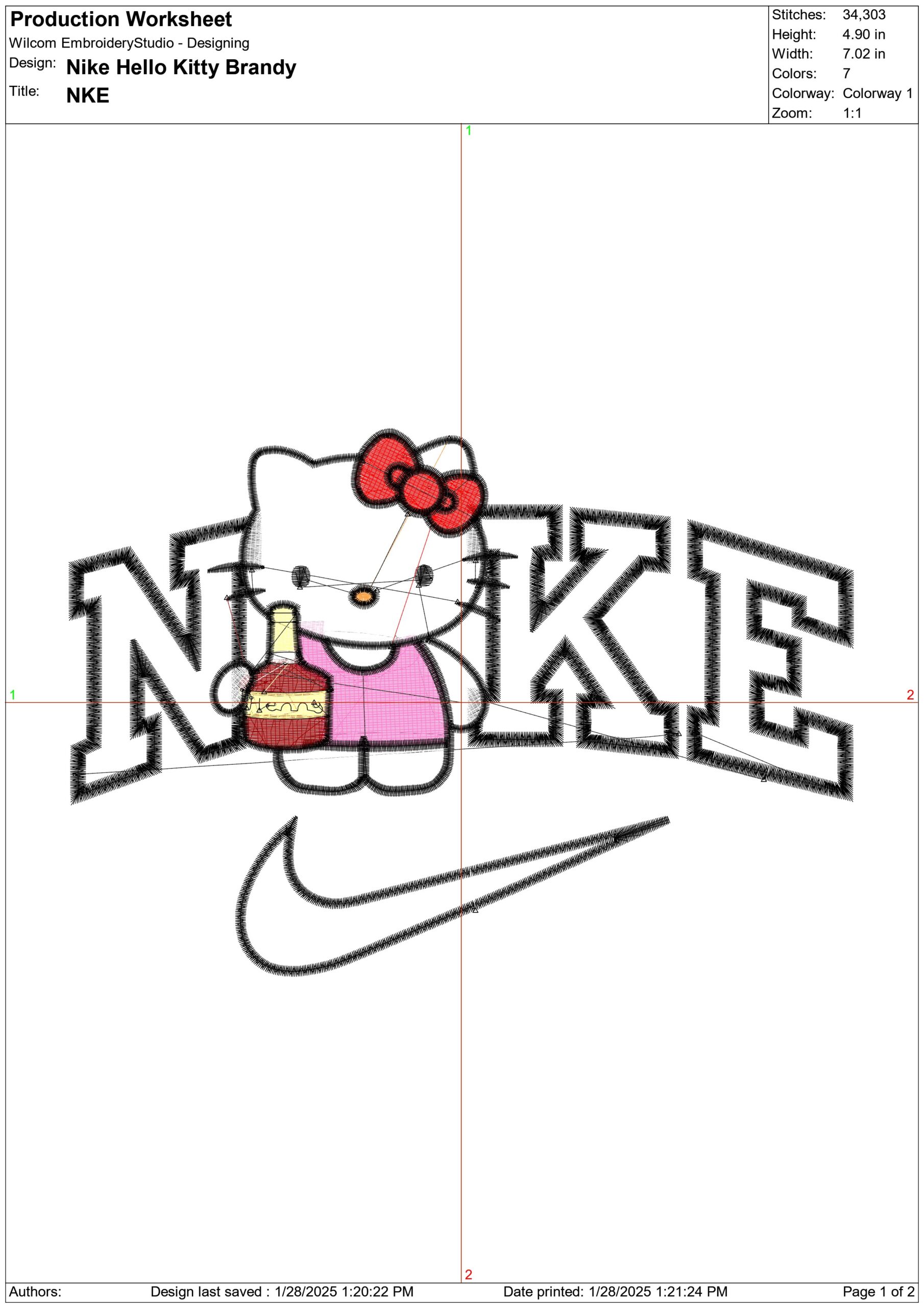 Nike Swoosh Hello Kitty With Brandy - Nike embroidery design - embroidery file - instant download — view 3