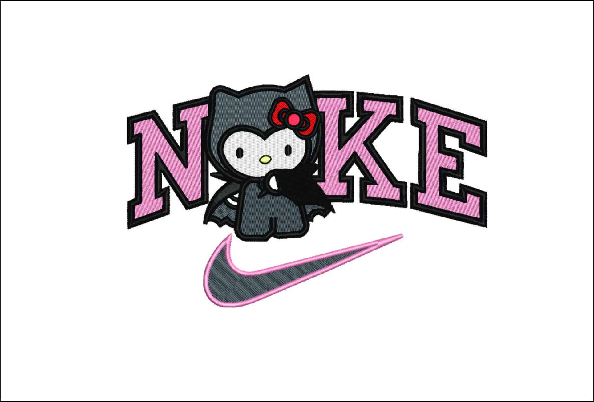 Nike Swoosh Hello Kitty Dracula - Halloween embroidery design - embroidery file - instant download