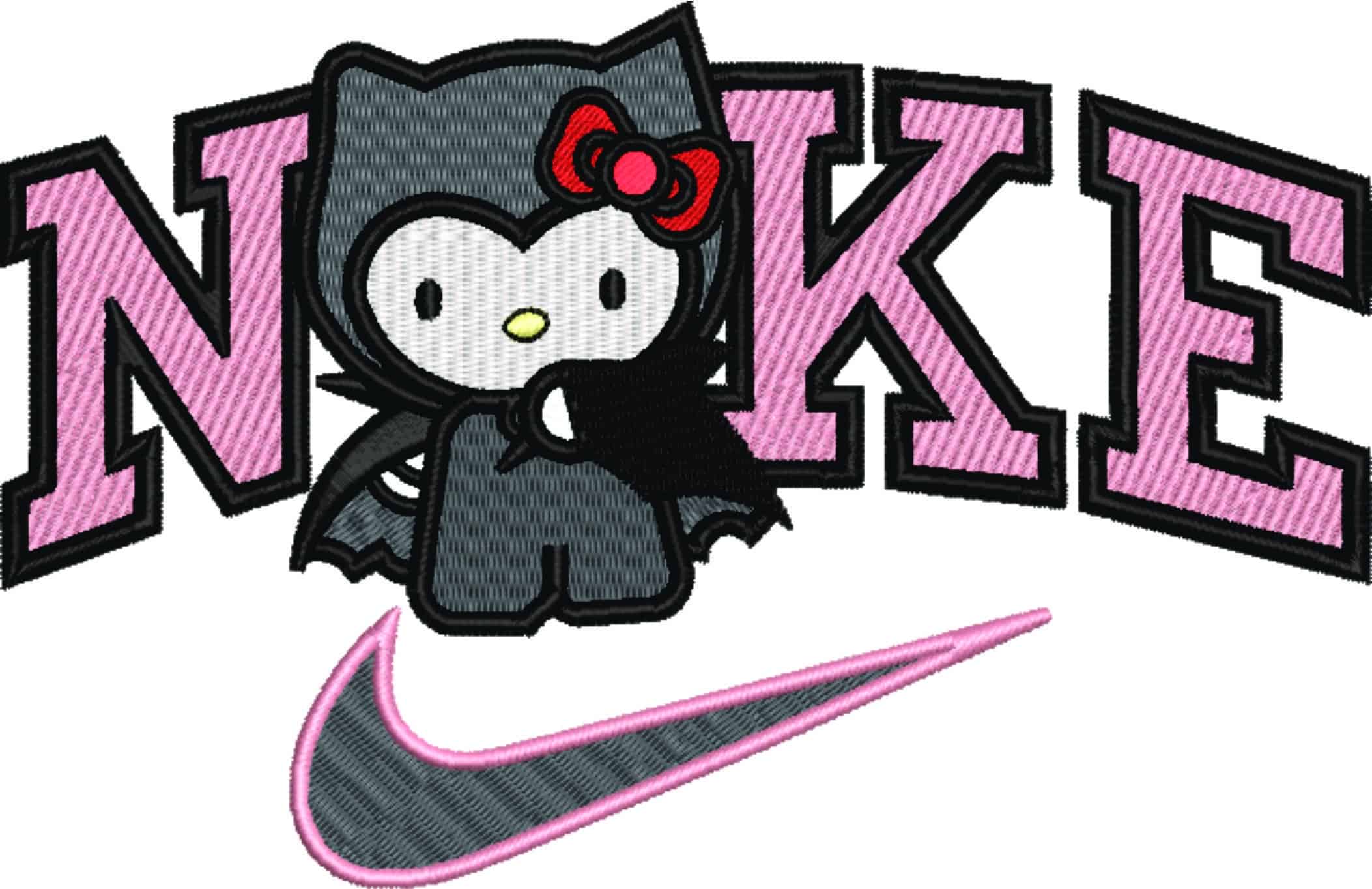 Nike Swoosh Hello Kitty Dracula - Halloween embroidery design - embroidery file - instant download — view 5