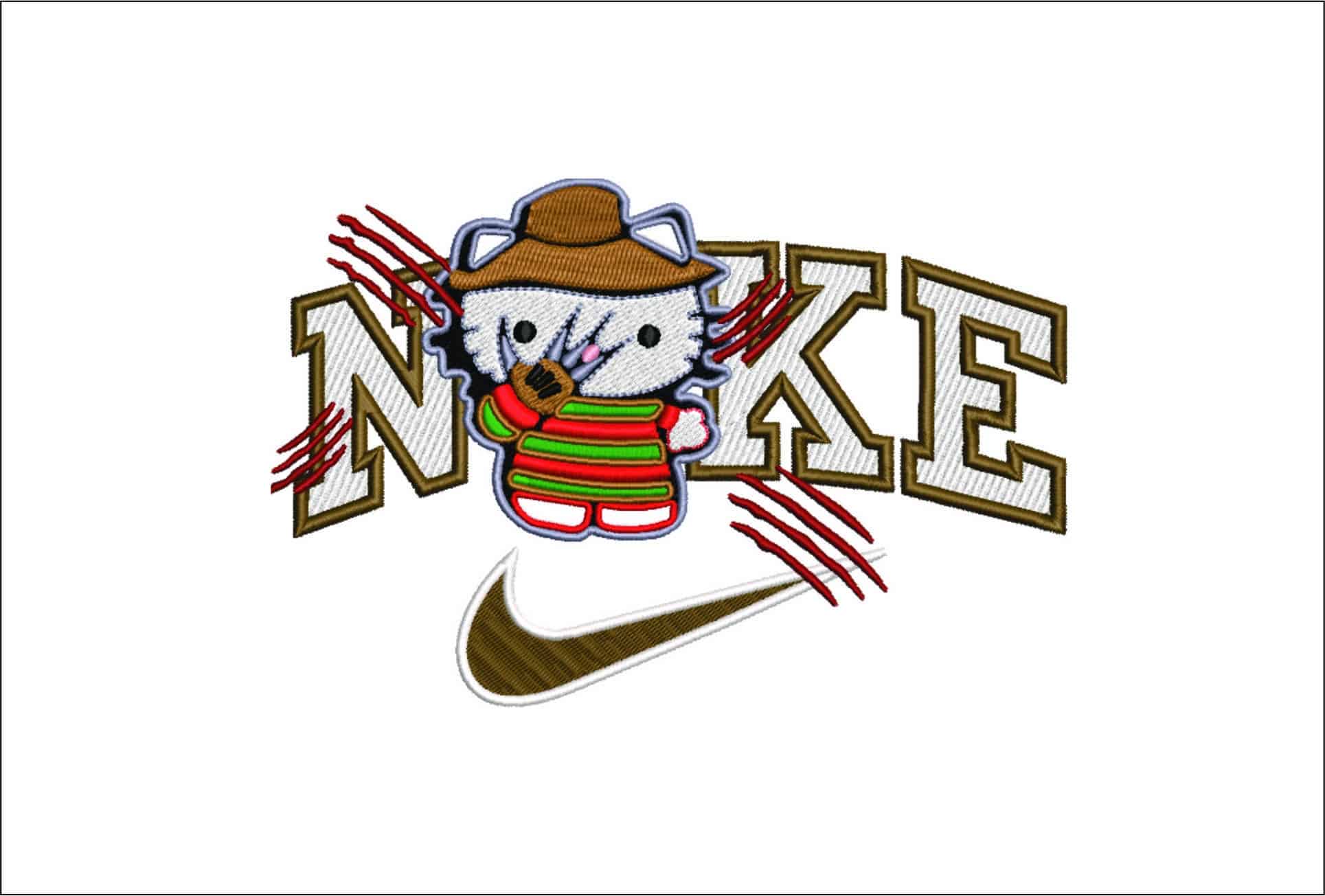 Nike Swoosh Hello Kitty Slasher - Halloween embroidery design - embroidery file - instant download