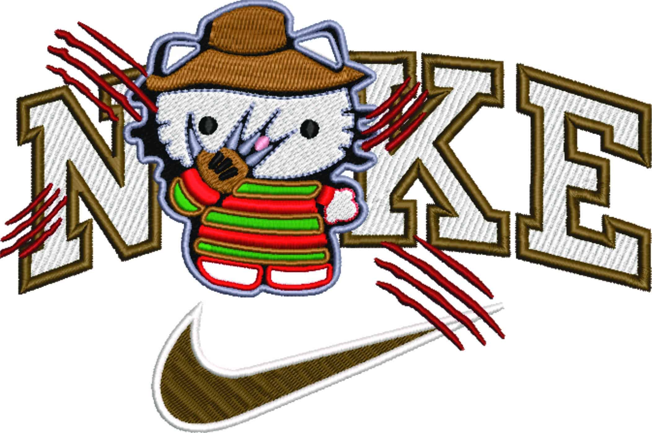 Nike Swoosh Hello Kitty Slasher - Halloween embroidery design - embroidery file - instant download — view 5