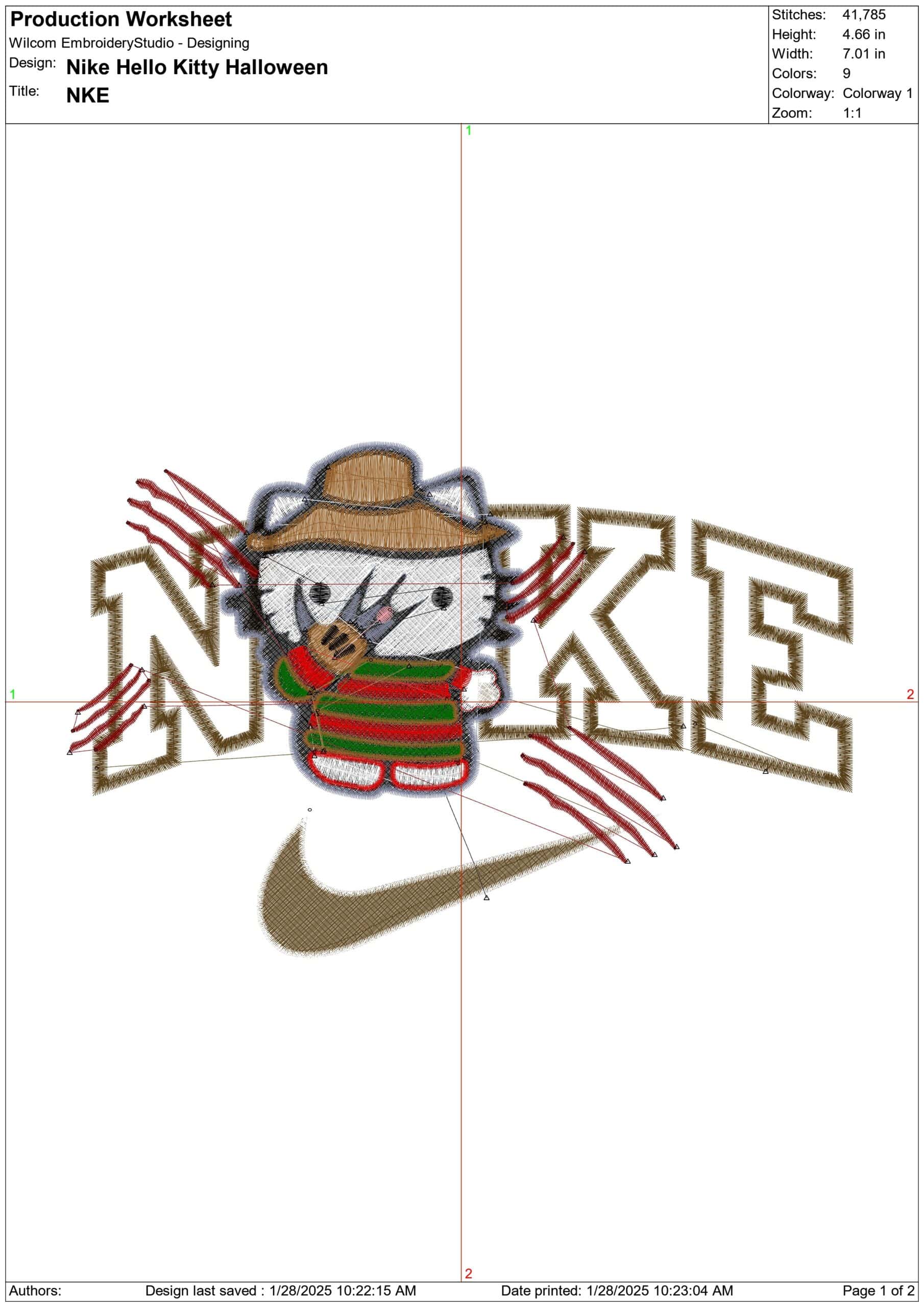 Nike Swoosh Hello Kitty Slasher - Halloween embroidery design - embroidery file - instant download — view 3