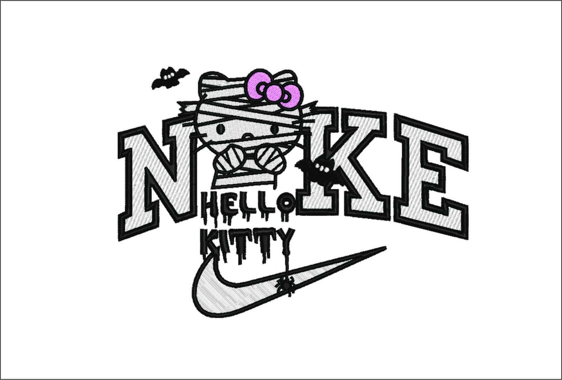 Nike Swoosh Hello Kitty Mummy - Halloween embroidery design - embroidery file - instant download