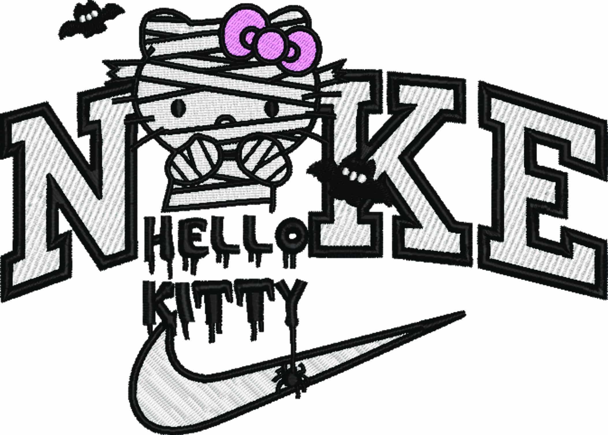 Nike Swoosh Hello Kitty Mummy - Halloween embroidery design - embroidery file - instant download — view 5