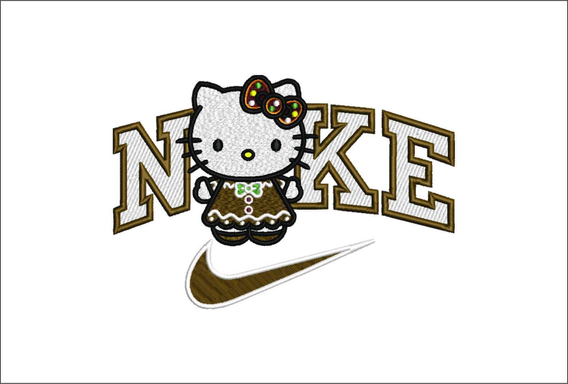 Nike Swoosh Hello Kitty Smock - embroidery design - embroidery file - instant download