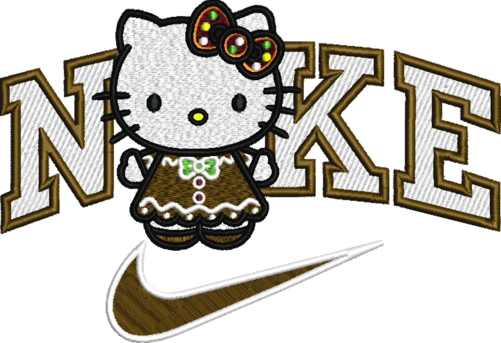 Nike Swoosh Hello Kitty Smock - embroidery design - embroidery file - instant download — view 5