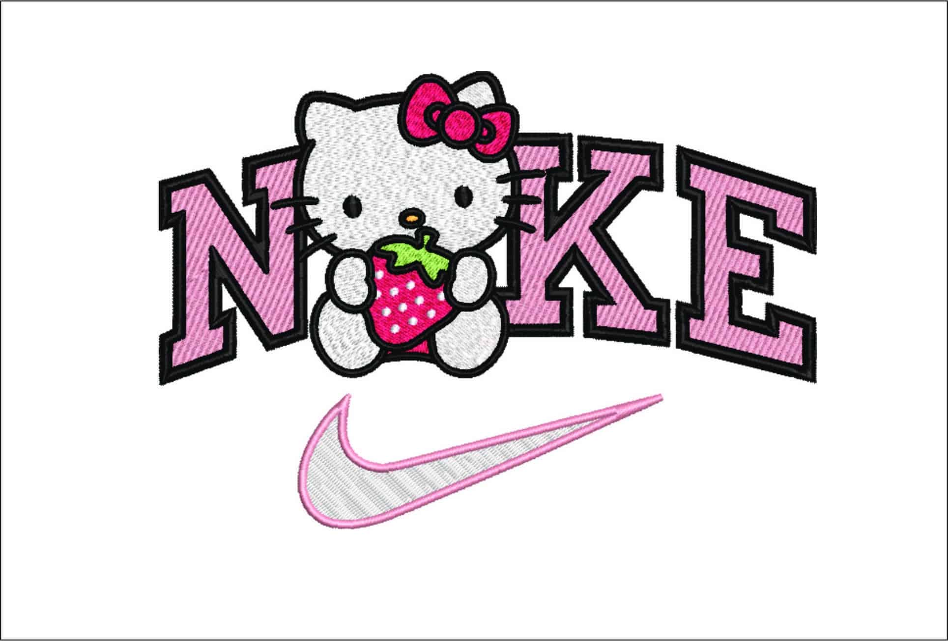 Nike Swoosh Hello Kitty Strawberry - Nike embroidery design - embroidery file - instant download