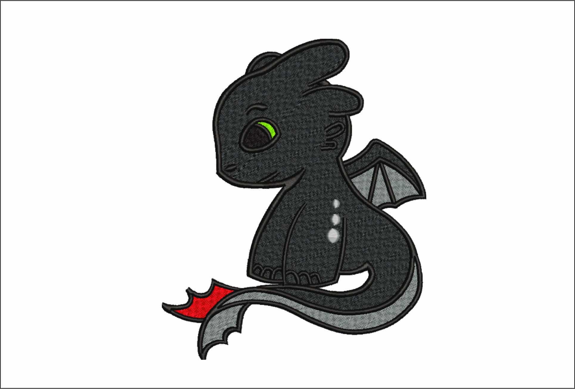 Night Fury - How to train a Dragon - Nike Disney Cartoon embroidery design file - instant download
