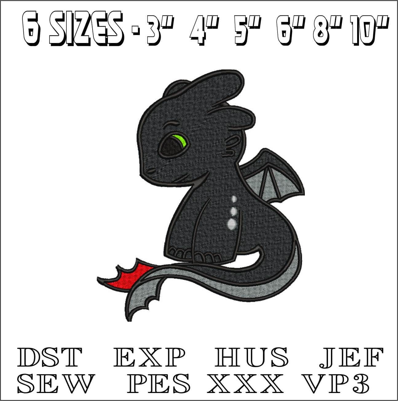 Night Fury - How to train a Dragon - Nike Disney Cartoon embroidery design file - instant download — view 2