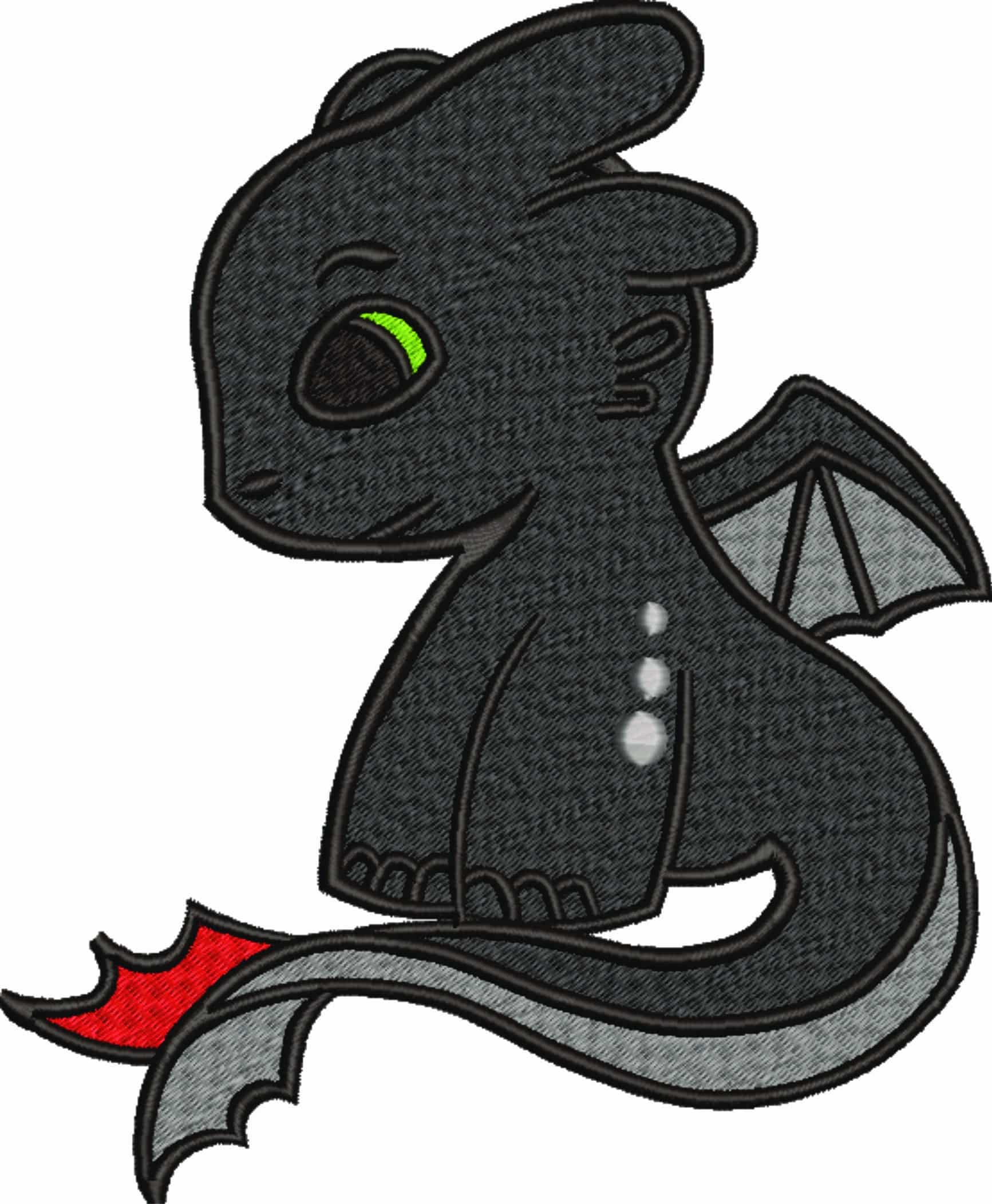 Night Fury - How to train a Dragon - Nike Disney Cartoon embroidery design file - instant download — view 5